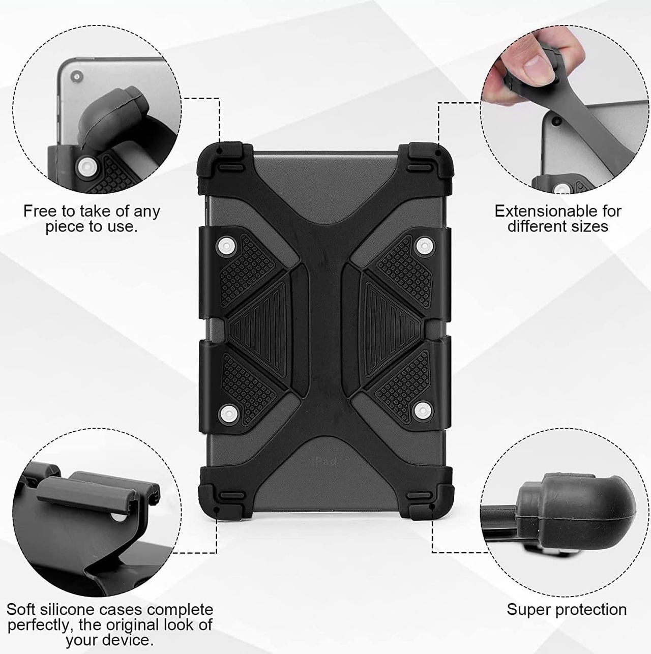 Alt view image 3 of 7 - Universal 8 inch Tablet Case, Silicone Protective Cover 7.9"-8.4" for BLU M8L Plus - Black
