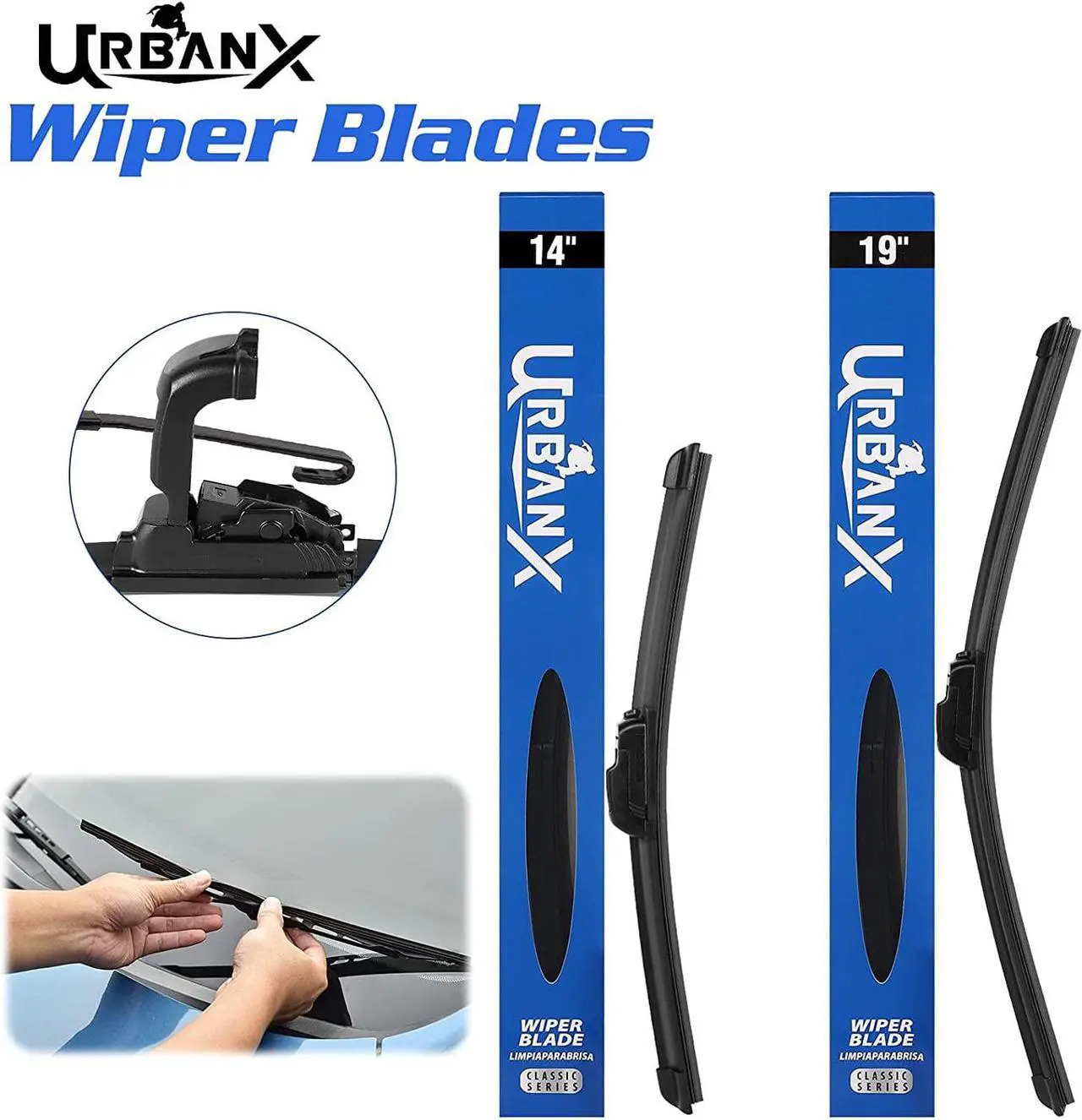 Alt view image 4 of 7 - UrbanX 2-IN-1 All Seasons Water Repellency Original Equipment Replacement Wiper Blades For 2014 Ram 1500 22" & 22" - Driver & Passenger Side (Pack of 2)
