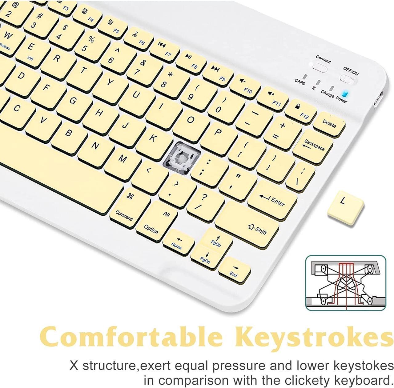 Main image of Ultra-Slim Bluetooth Rechargeable Keyboard for Motorola Moto G Stylus (2022) and All Bluetooth Enabled iPads, iPhones, Android Tablets, Smartphones, Windows pc - Yellow