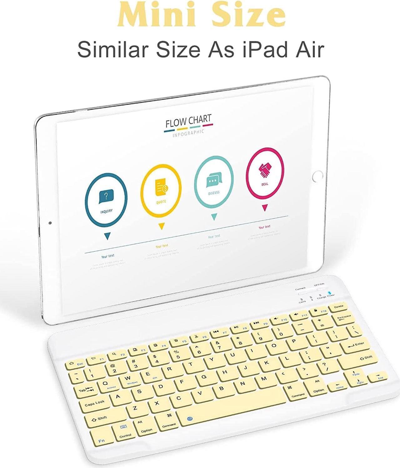 Alt view image 2 of 5 - Ultra-Slim Bluetooth Rechargeable Keyboard for Motorola Moto G Stylus (2022) and All Bluetooth Enabled iPads, iPhones, Android Tablets, Smartphones, Windows pc - Yellow