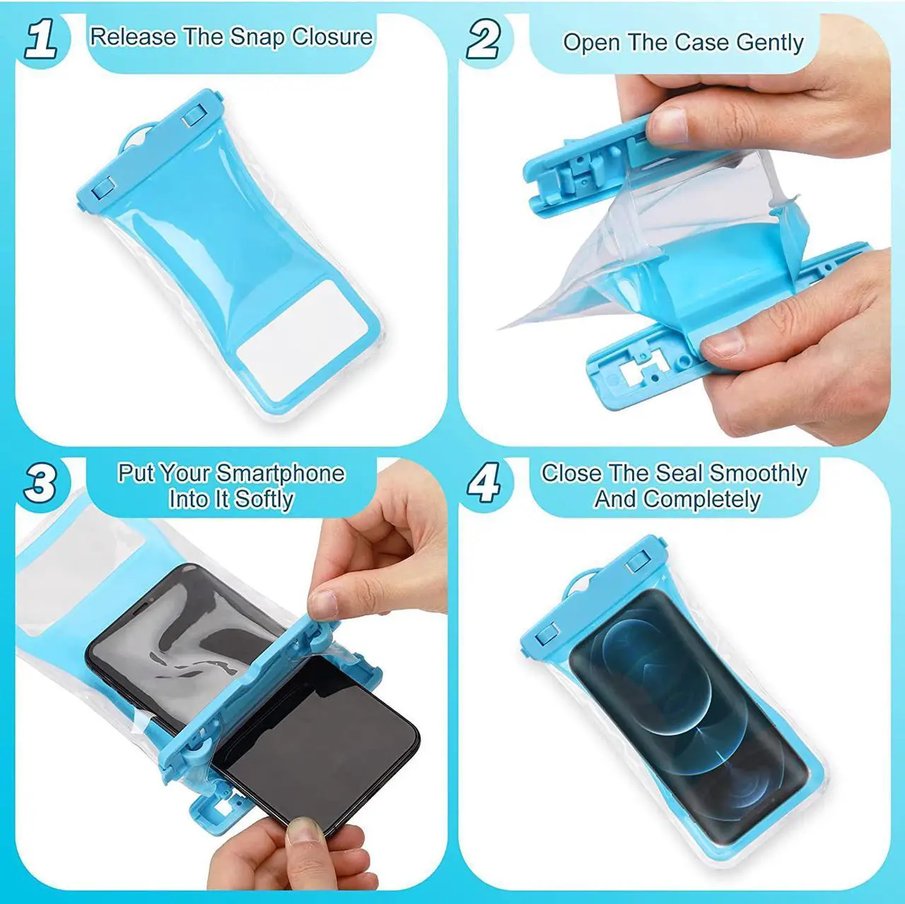 Alt view image 7 of 7 - Urbanx Universal Waterproof Phone Pouch Cellphone Dry Bag Case Designed for Motorola Moto G7 Power for All Other Smartphones Up to 7" -  Mixed Colors