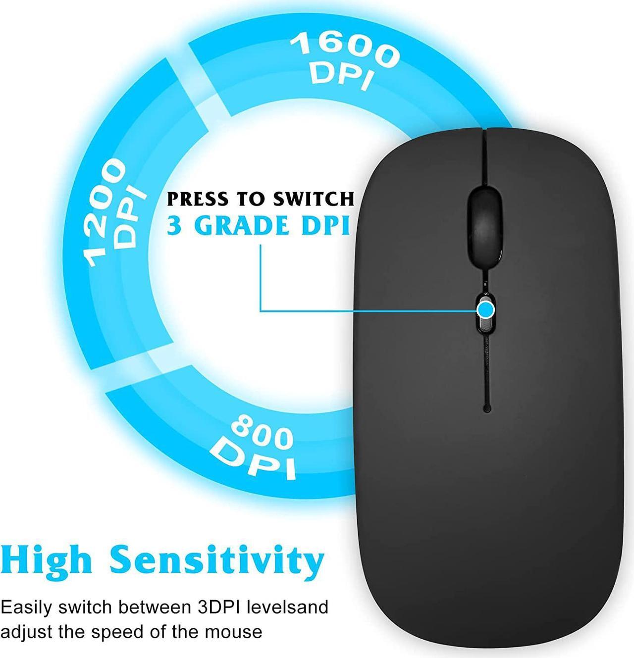 Alt view image 5 of 7 - 2.4GHz & Bluetooth Mouse, Rechargeable Wireless Mouse for Samsung TV Bluetooth Wireless Mouse for Laptop / PC / Mac / Computer / Tablet / Android - LED Onyx Black