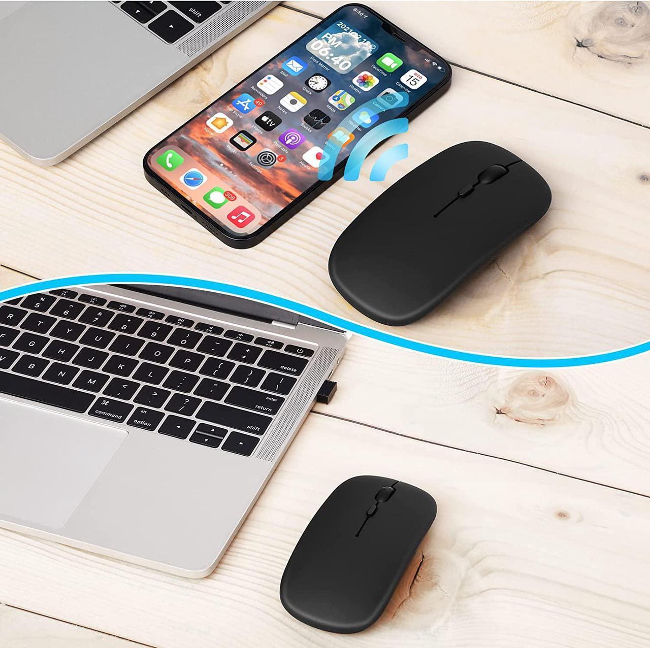 Alt view image 7 of 7 - 2.4GHz & Bluetooth Mouse, Rechargeable Wireless Mouse for Samsung TV Bluetooth Wireless Mouse for Laptop / PC / Mac / Computer / Tablet / Android - LED Onyx Black