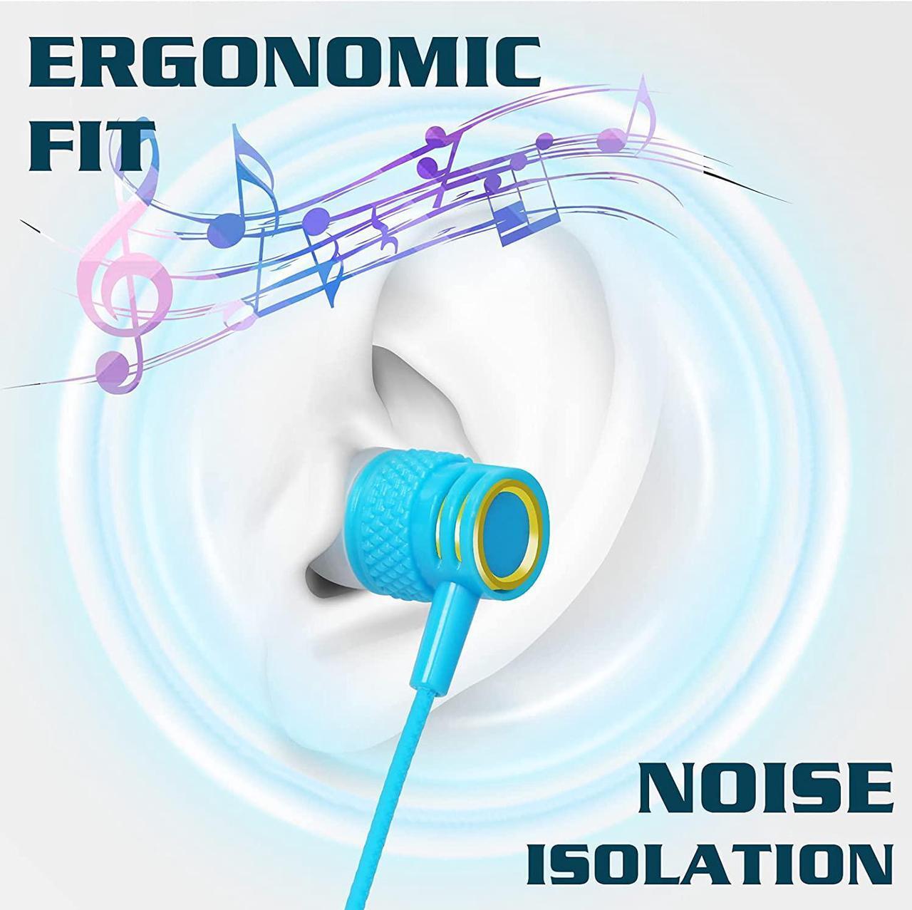 Alt view image 4 of 7 - UrbanX R2 Wired in-Ear Headphones with Mic for Motorola one 5G UW ace with Tangle-Free Cord, Noise Isolating Earphones, Deep Bass, in-Ear Bud Silicone Tips - Blue