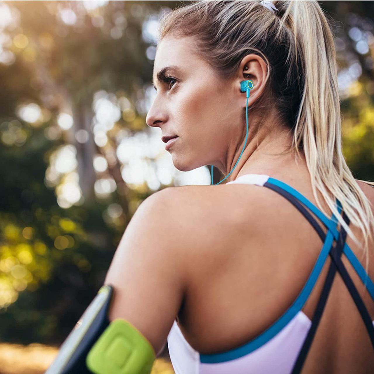 Alt view image 7 of 7 - UrbanX R2 Wired in-Ear Headphones with Mic for Samsung Galaxy A21 with Tangle-Free Cord, Noise Isolating Earphones, Deep Bass, in-Ear Bud Silicone Tips - Blue
