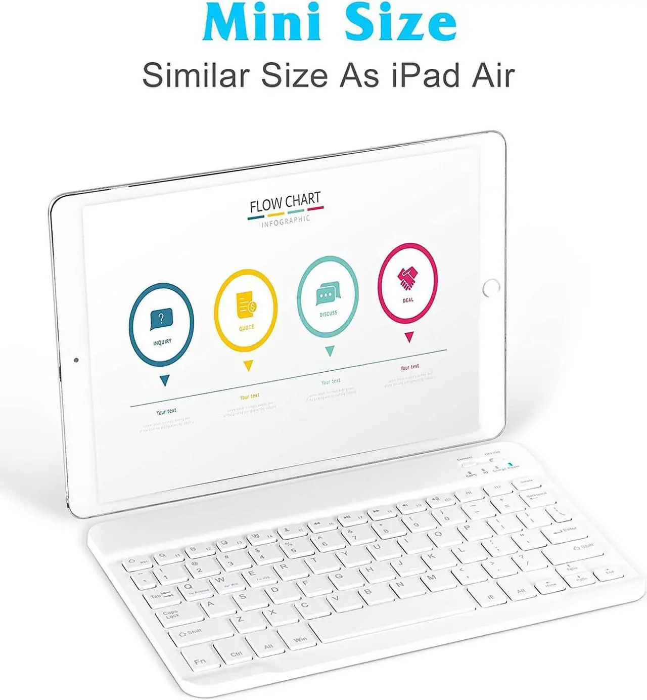 Alt view image 2 of 7 - Ultra-Slim Bluetooth Keyboard Compatible with Samsung Galaxy S22 Ultra 5G and Other Bluetooth Enabled Devices Including All iPads, iPhones, Android Tablets, Smartphones, Windows pc -  White
