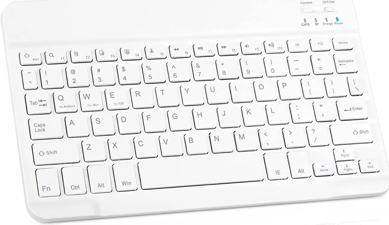 Main image of Ultra-Slim Bluetooth Keyboard Compatible with Samsung Galaxy S22 Ultra 5G and Other Bluetooth Enabled Devices Including All iPads, iPhones, Android Tablets, Smartphones, Windows pc -  White