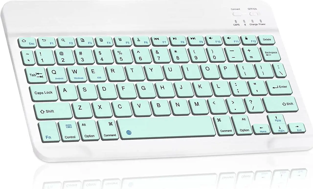 Main image of Ultra-Slim Bluetooth Rechargeable Keyboard for Amazon Fire HD 8 Plus (2020) and All Bluetooth Enabled iPads, iPhones, Android Tablets, Smartphones, Windows pc - Teal