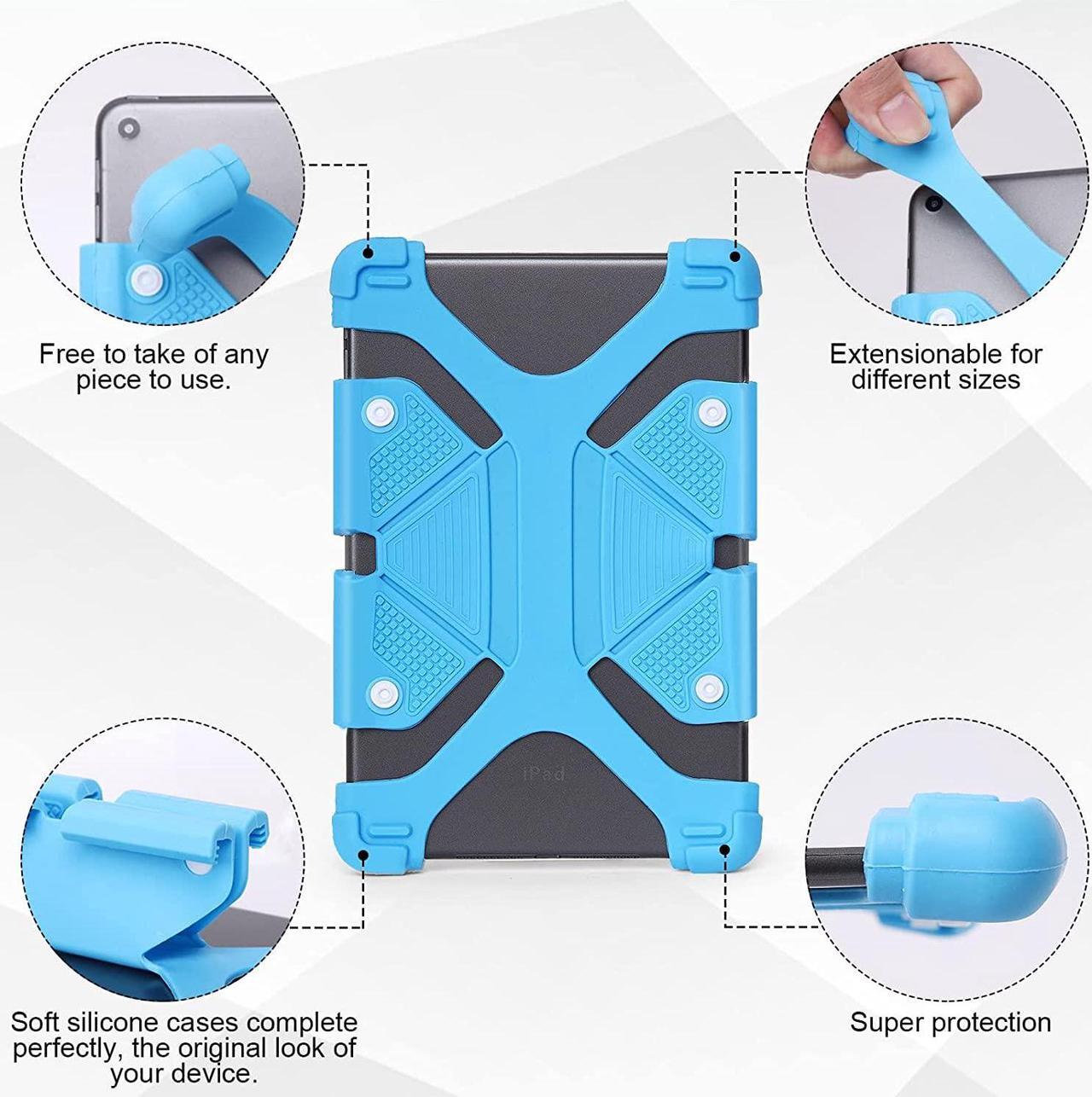 Alt view image 3 of 7 - Universal 7 inch Tablet Case, Silicone Protective Cover 6"-7" for Lenovo Tab V7 - Blue