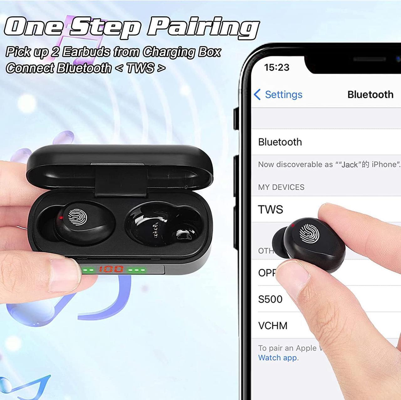 Alt view image 3 of 7 - Wireless Earbuds Bluetooth 5.0 Headphones with Digital LED Display Charging Case Stereo Mini Earphones in Ear Headset Waterproof for T-Mobile REVVL 4+