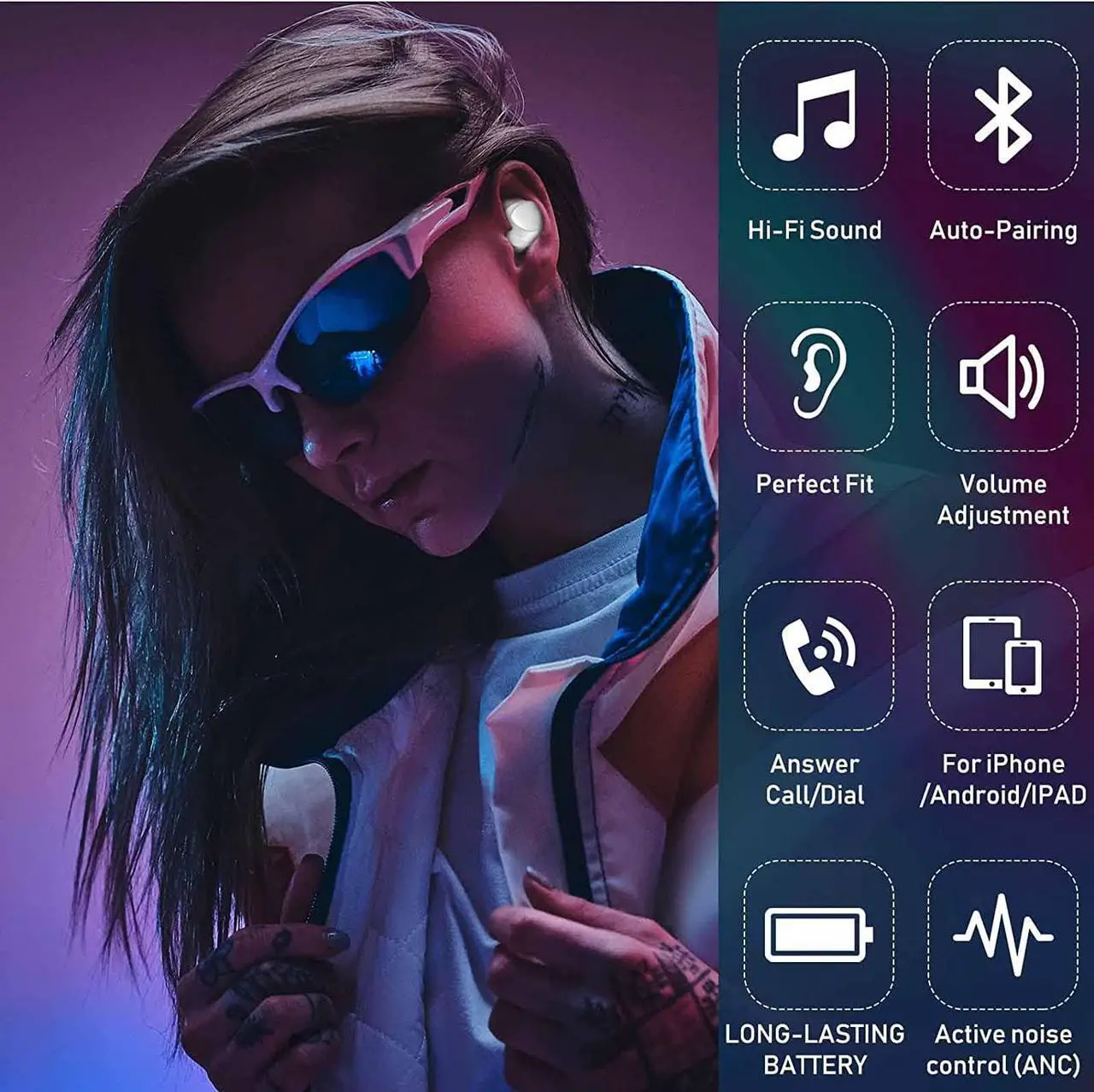 Alt view image 3 of 7 - UrbanX Street Buds Plus for Xiaomi Poco X3 GT - True Wireless Earbuds w/Hands Free Controls (Wireless Charging Case Included) - White