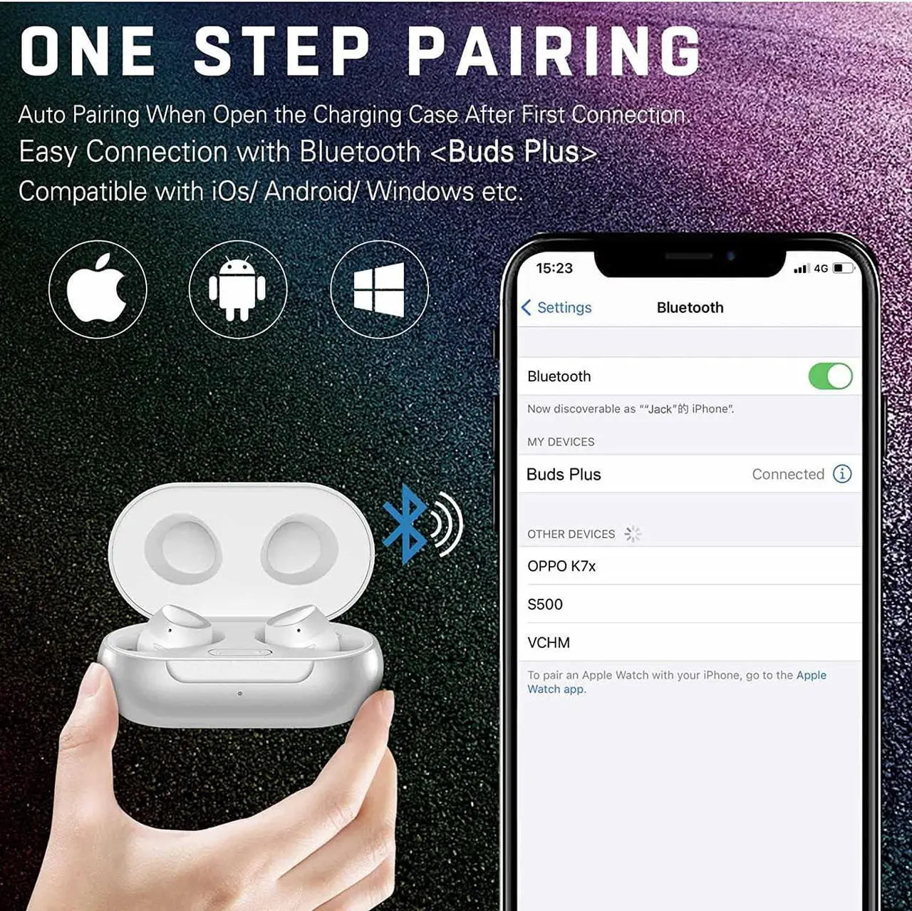 Alt view image 4 of 7 - UrbanX Street Buds Plus for Xiaomi Poco X3 GT - True Wireless Earbuds w/Hands Free Controls (Wireless Charging Case Included) - White