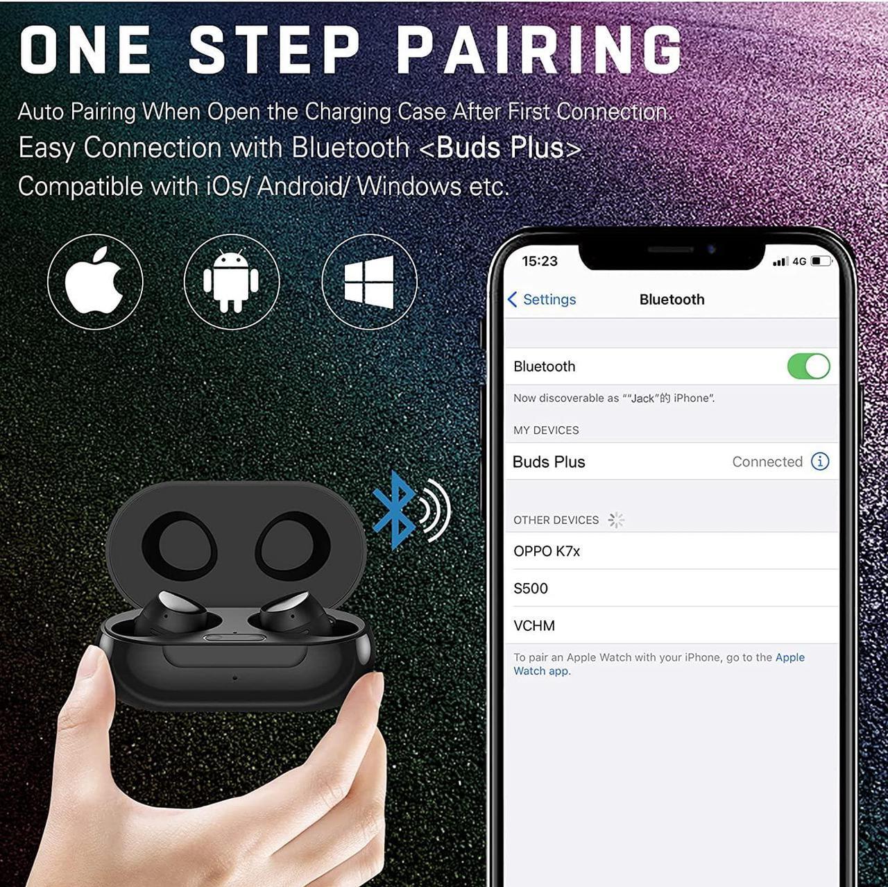 Alt view image 5 of 7 - Urbanx Street Buds Plus True Wireless Earbud Headphones for Samsung Galaxy S8 - Wireless Earbuds w/Hands-Free Controls - Black (US Version with Warranty)