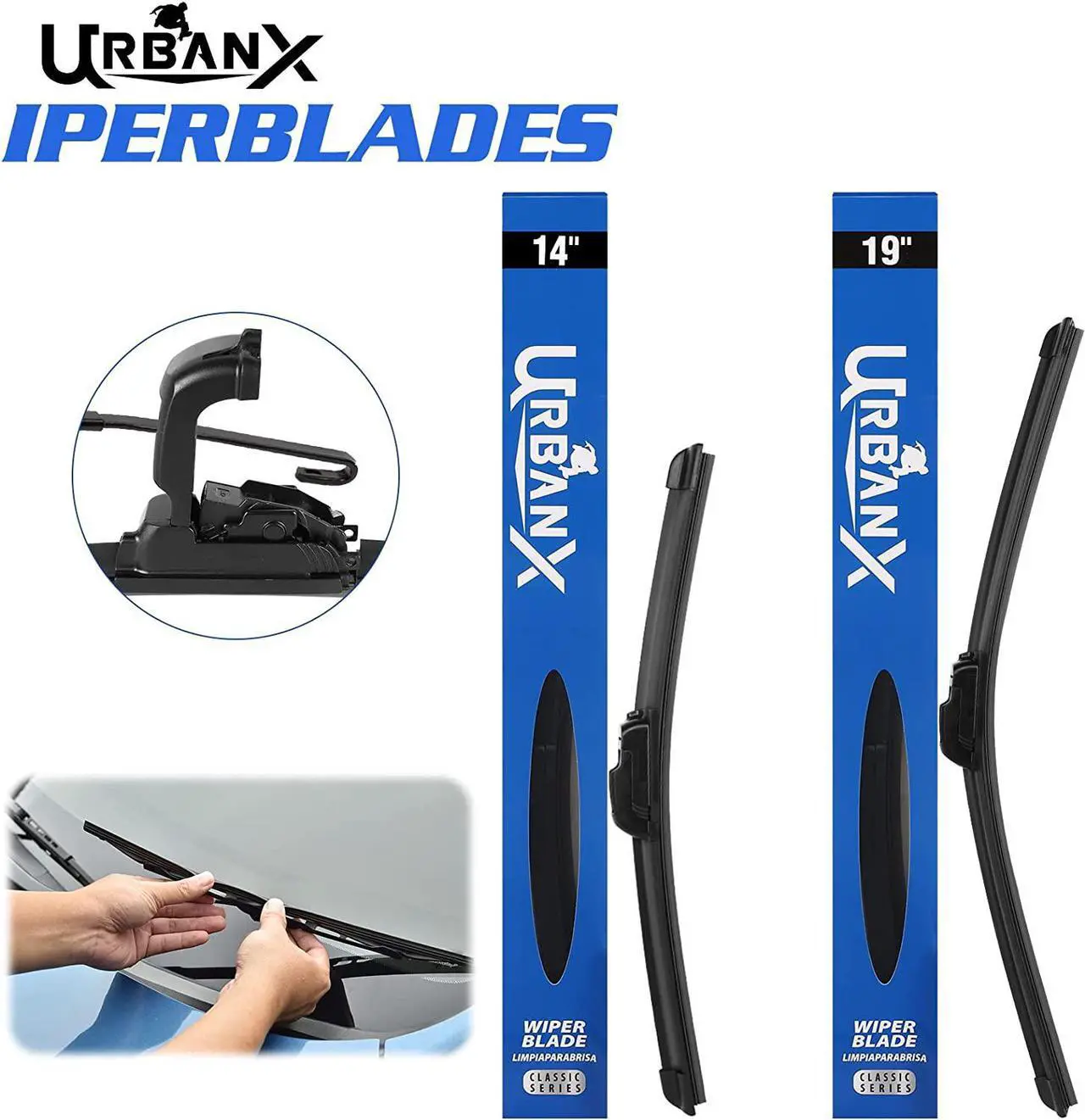 Alt view image 3 of 7 - UrbanX 2-IN-1 All Seasons Water Repellency Original Equipment Replacement Wiper Blades For 2020 Mazda CX-30 26" And 16" Driver & Passenger Sides (Pack of 2)