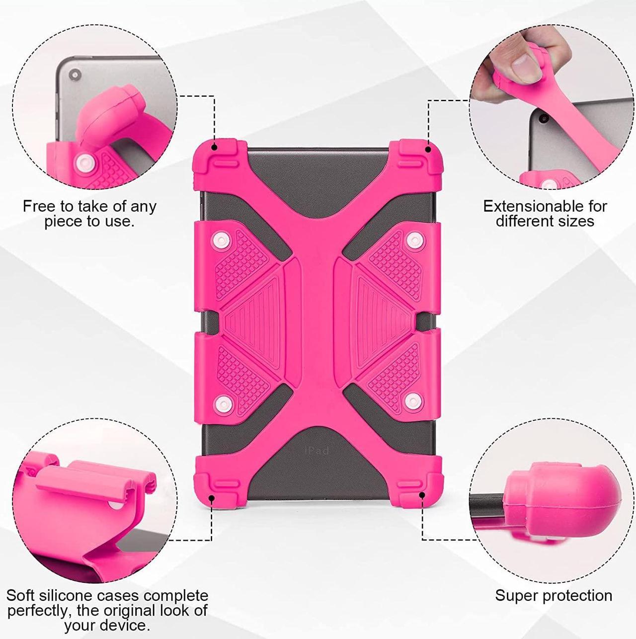 Alt view image 5 of 7 - Universal 8 inch Tablet Case, Silicone Protective Cover 7.9"-8.4" for Lenovo Tab 4 8 - Pink