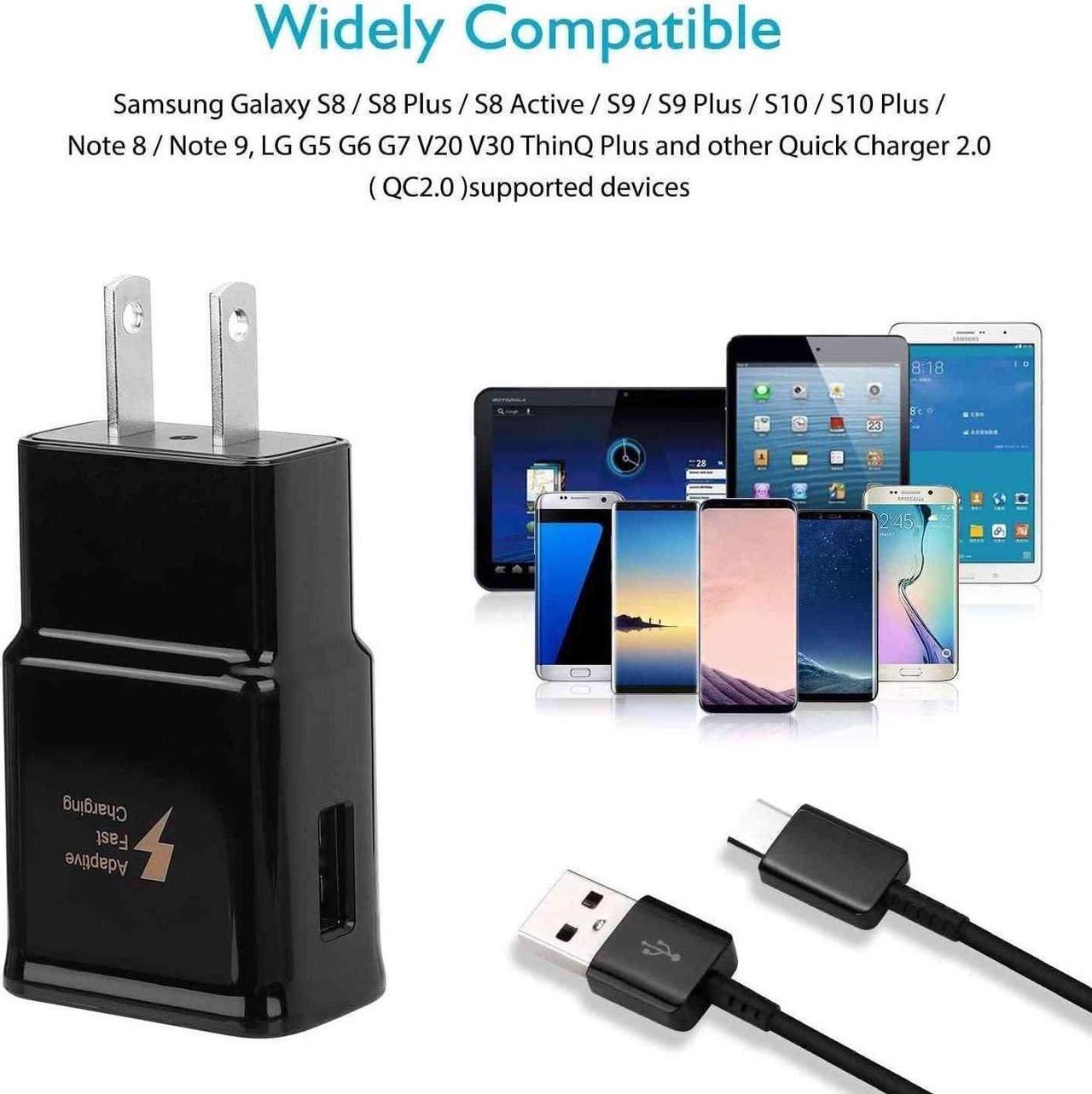 Alt view image 6 of 7 - Samsung Adaptive Fast Charger with USB Type C 10FT (3m) Cable for Samsung Galaxy S9/S9 Plus/S8/S8+/S10/S10e/S10+/Note 8/Note9/Note10/Note 20/A13/A03s/A20/A30/A31/A32/A33/A50/A51/A52/A53/A71/S20/S21