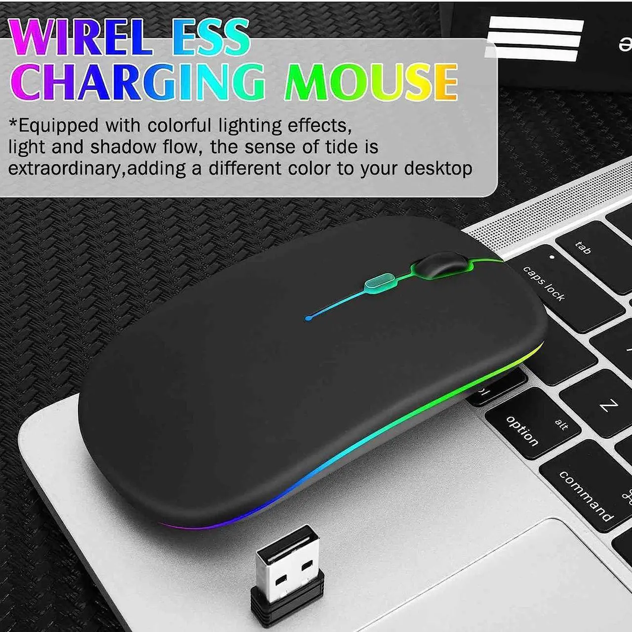 Alt view image 4 of 5 - UrbanX 2.4GHz & Bluetooth Mouse, Rechargeable Wireless Mouse for Samsung Galaxy Tab A 10.1 (2019) Bluetooth Wireless Mouse for Laptop/PC/Mac/iPad pro/Computer/Tablet/Android RGB LED Onyx Black