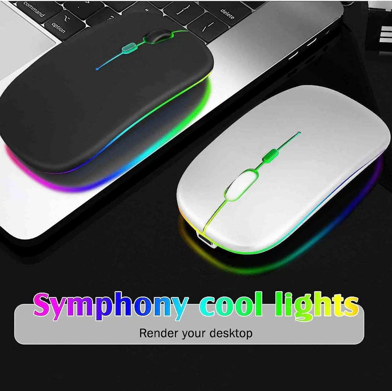 Alt view image 5 of 5 - UrbanX 2.4GHz & Bluetooth Mouse, Rechargeable Wireless Mouse for Samsung Galaxy Tab A 10.1 (2019) Bluetooth Wireless Mouse for Laptop/PC/Mac/iPad pro/Computer/Tablet/Android RGB LED Onyx Black