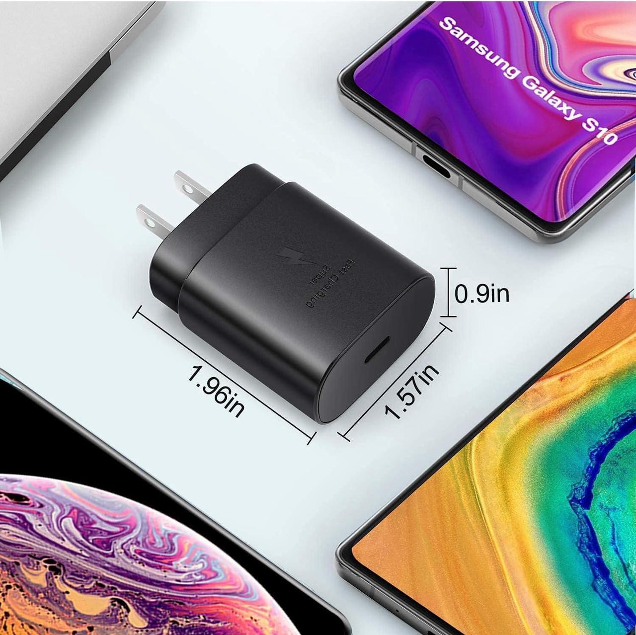Alt view image 7 of 7 - Fast Adaptive Wall Adapter 25W Charger for Samsung Galaxy A52 5G/A53/M54/M14/F04/A54/A34/A14 5G/A14 with 4FT (1.2M) UrbanX USB C PD Charging and Data Transfer Cable - Black