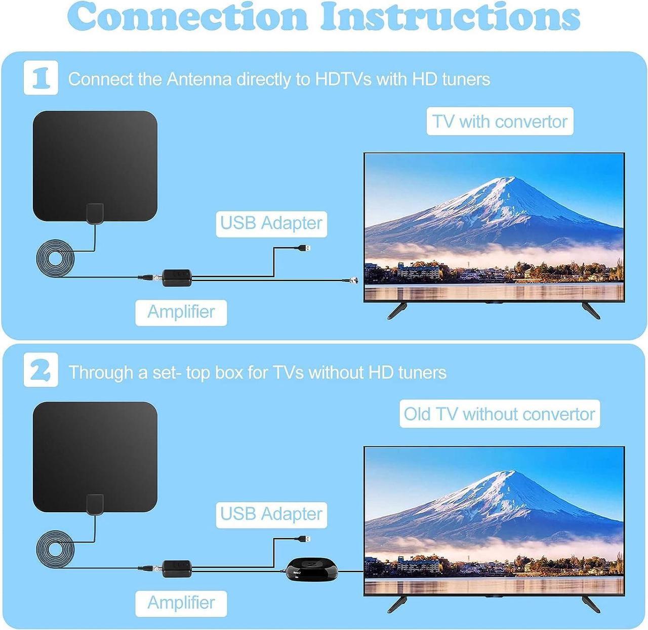 Alt view image 5 of 7 - Amplified HD Digital TV Antenna Long 80+ Miles Range - Support 1080p for Samsung Tv Model AA59-00603A - Super Long Coax HDTV Cable