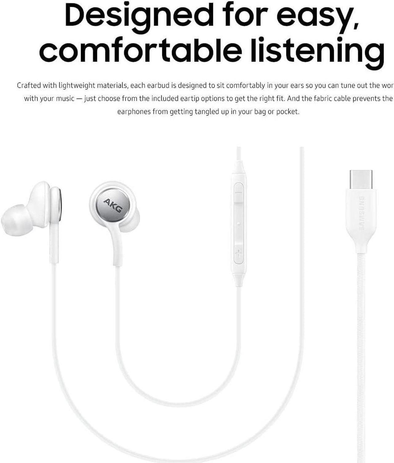 Alt view image 4 of 5 - UrbanX 2020 Headphones for Samsung Galaxy S10 S10e Plus with Type C Connector | Designed by AKG with Microphone and Volume Buttons (AKG White)