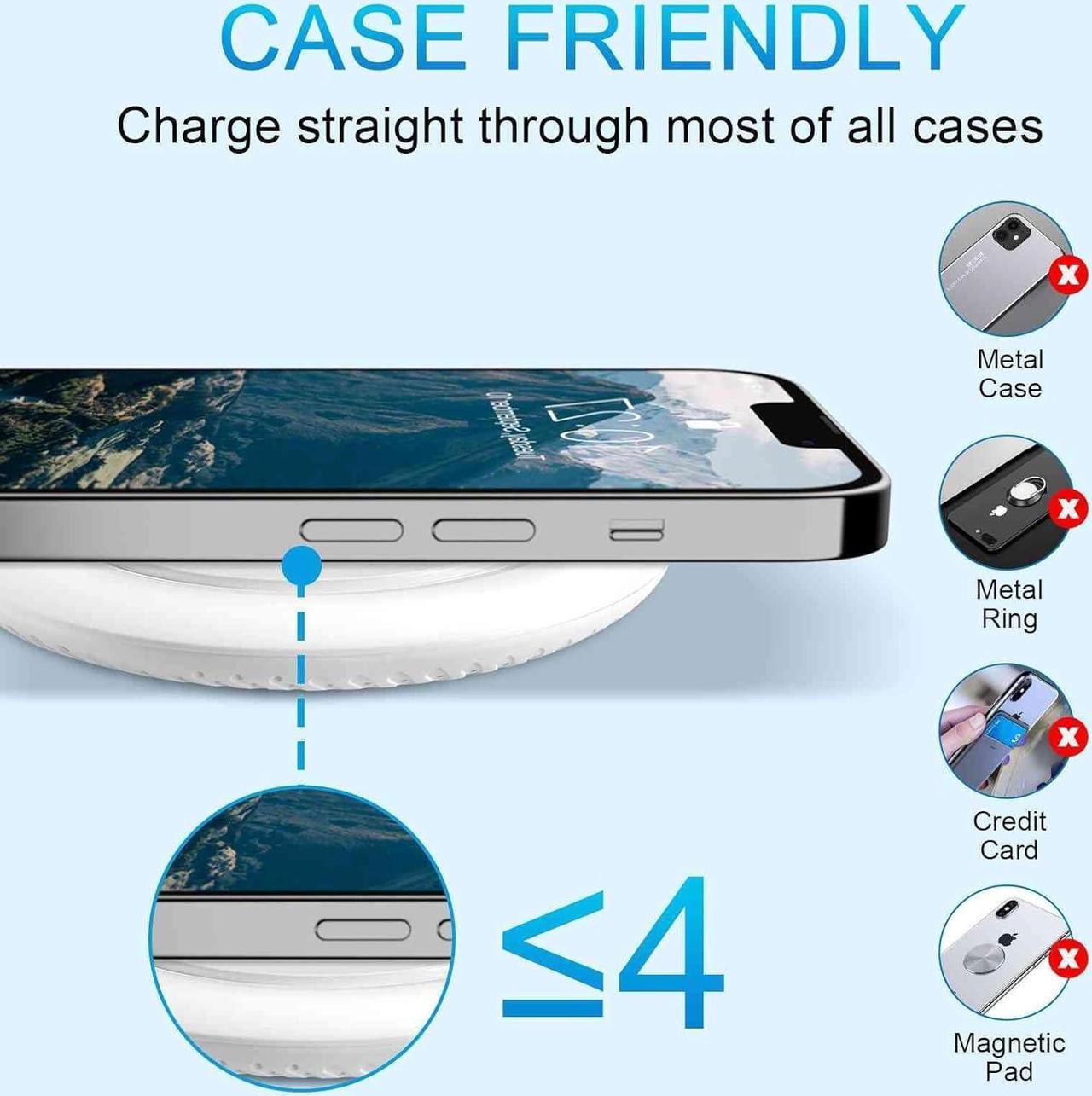 Alt view image 2 of 7 - Wireless Charger, 15W Max Fast Wireless Charging Pad Compatible with Kyocera DuraForce Pro 2 -White