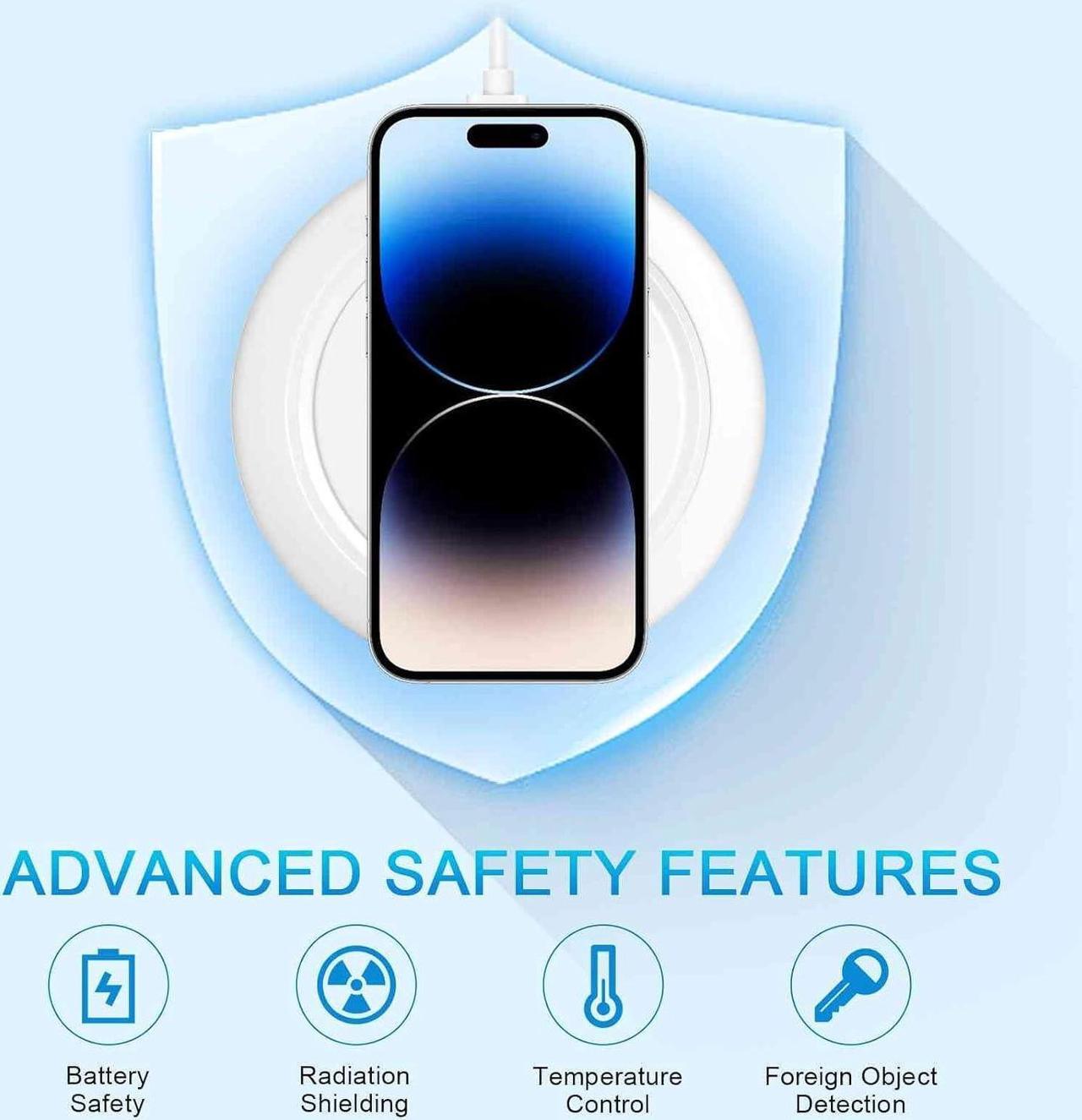 Alt view image 3 of 7 - Wireless Charger, 15W Max Fast Wireless Charging Pad Compatible with Kyocera DuraForce Pro 2 -White