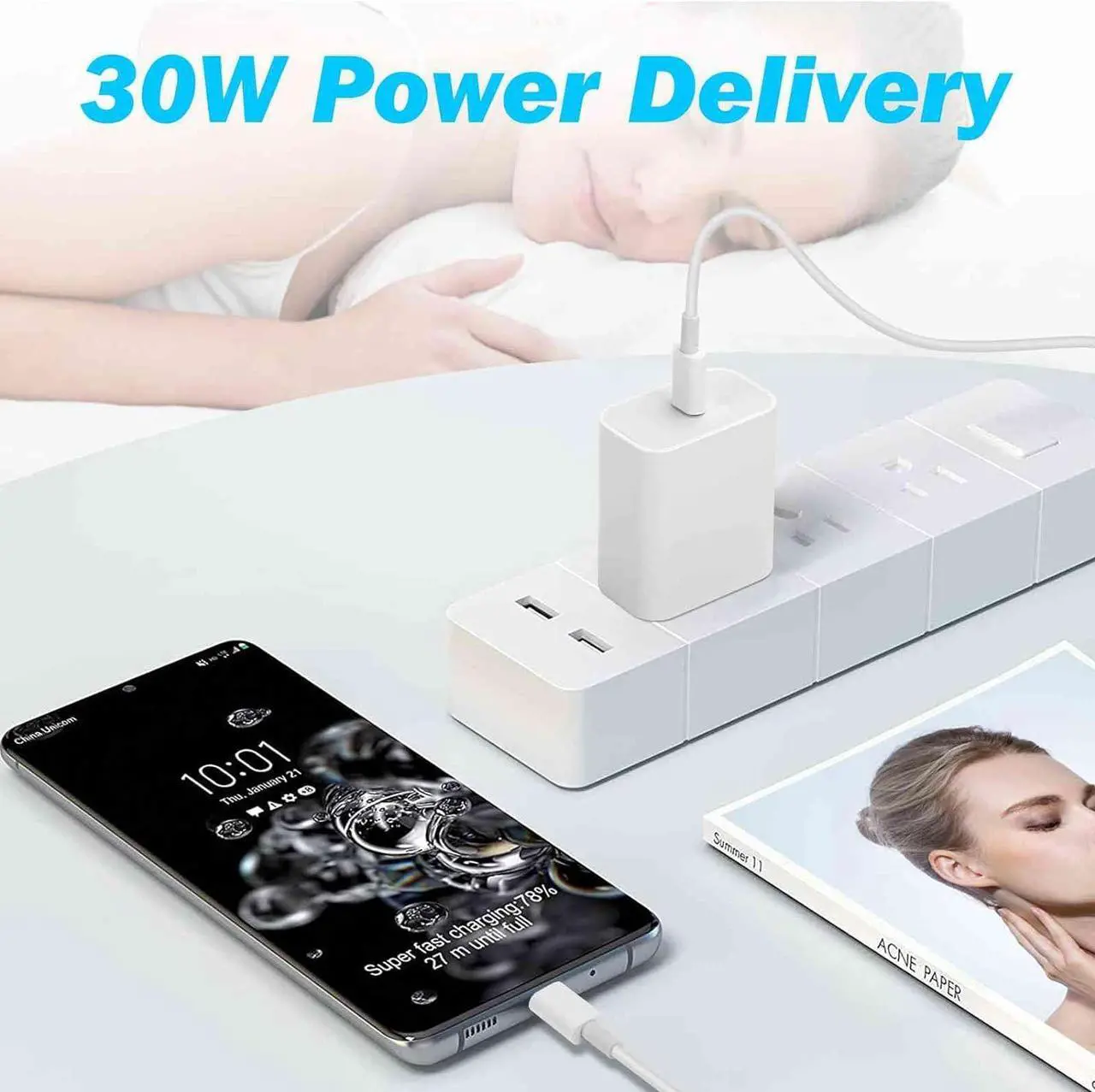 Alt view image 2 of 7 - 30W USB-C Charger - Compatible with Google Pixel Phones and Tablets - Fast Charging Pixel Phone Charger
