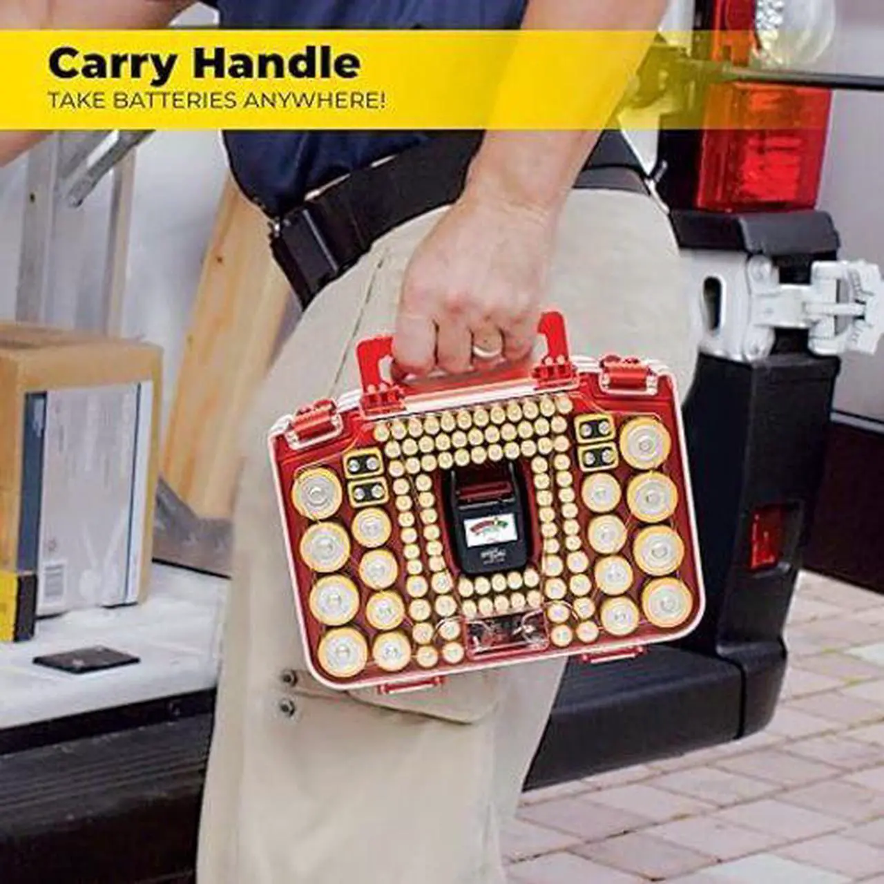 Alt view image 3 of 7 - Ontel Battery Daddy Smart  The Ultimate 150-Battery Organizer with Tester, Secure Storage & Clear View Lid  As Seen on TV