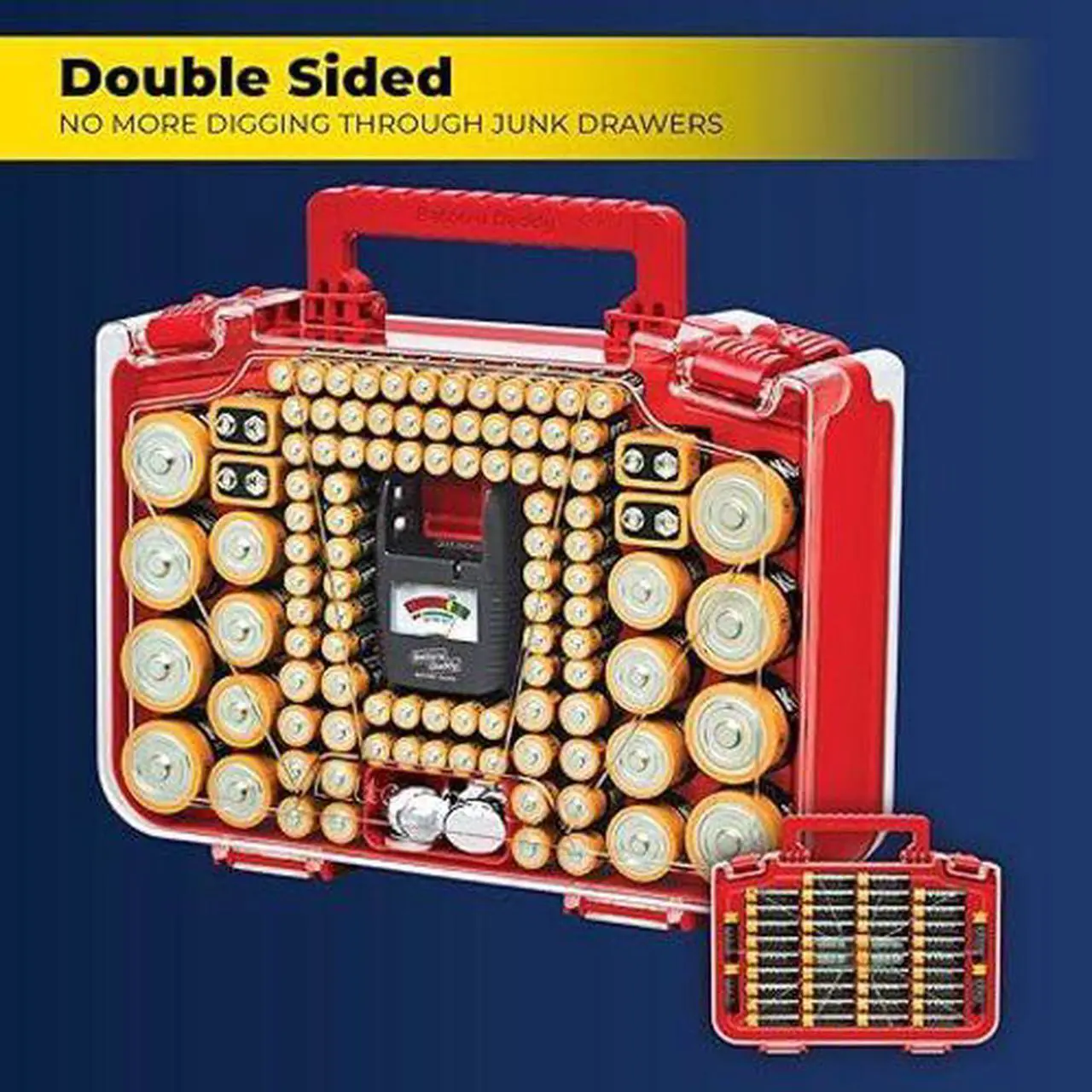 Alt view image 5 of 7 - Ontel Battery Daddy Smart  The Ultimate 150-Battery Organizer with Tester, Secure Storage & Clear View Lid  As Seen on TV