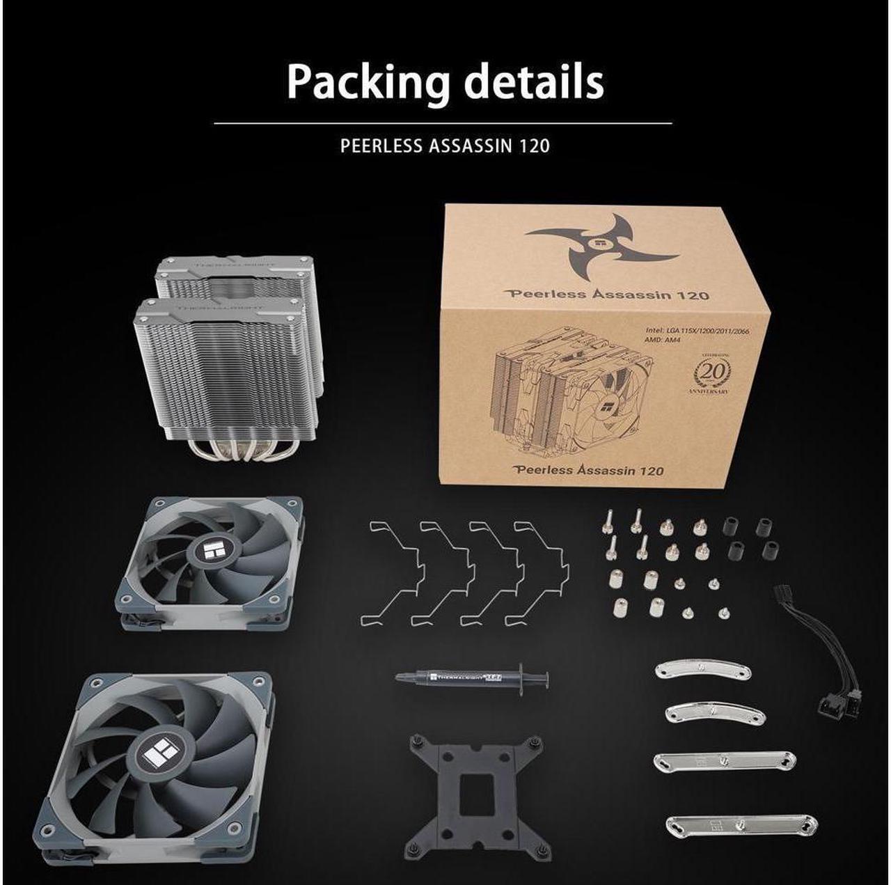 Alt view image 6 of 6 - Thermalright Peerless Assassin 120 CPU Air Cooler, 6 Heat Pipes, Dual 120mm TL-C12 PWM Fan, Aluminium Heatsink Cover, AGHP Technology, for AMD AM4 AM5/Intel LGA 1700/1150/1151/1200/2011/2066 (PA120)