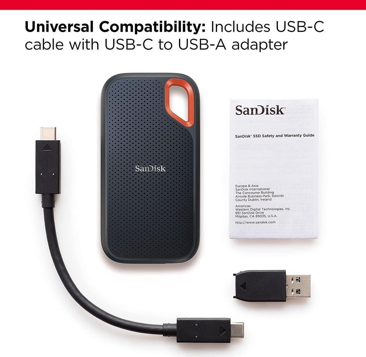 Alt view image 3 of 6 - SanDisk 2TB Extreme Portable SSD - Up to 1050MB/s - USB-C, USB 3.2 Gen 2 - External Solid State Drive - SDSSDE61-2T00-G25