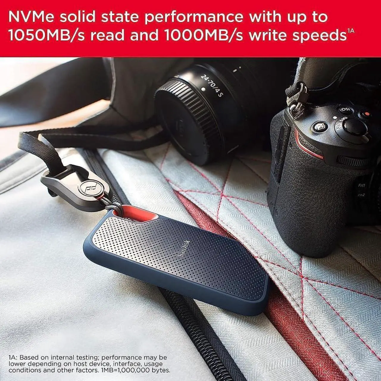 Alt view image 4 of 6 - SanDisk 1TB Extreme Portable SSD - Up to 1050MB/s - USB-C, USB 3.2 Gen 2 - External Solid State Drive - SDSSDE61-1T00-G25