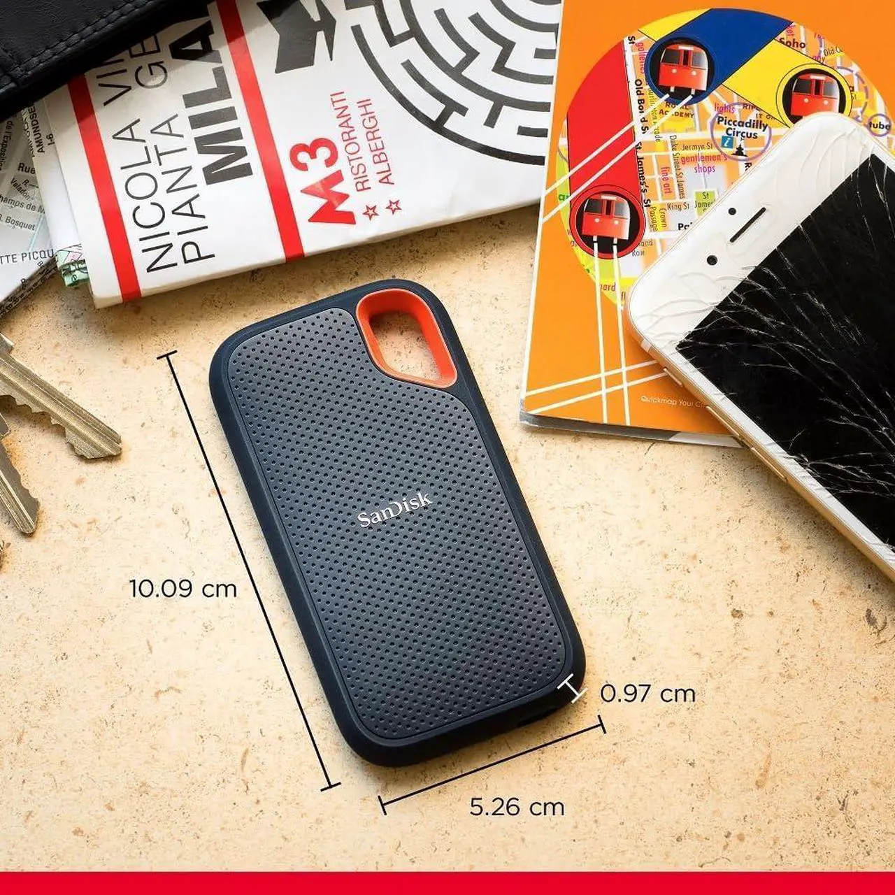 Alt view image 2 of 6 - SanDisk 1TB Extreme Portable SSD - Up to 1050MB/s - USB-C, USB 3.2 Gen 2 - External Solid State Drive - SDSSDE61-1T00-G25