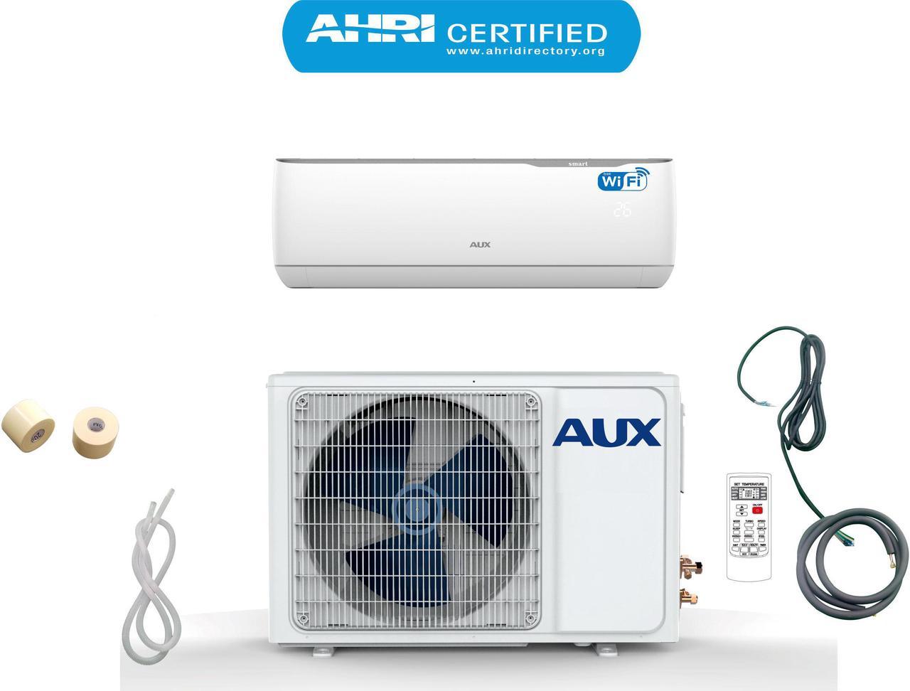 AUX 12,000 BTU 115-Volt,Ductless Air Conditioner Mini Split with Heat Pump, Wi-Fi Control,  17 SEER, 1Ton, 25ft lineset, Wall Mount