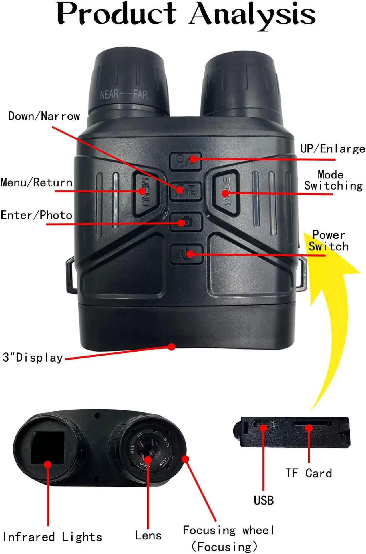 Alt view image 3 of 7 - Popular 4k ultra clear night vision device nv4000 night infrared night vision device outdoor binoculars night detection