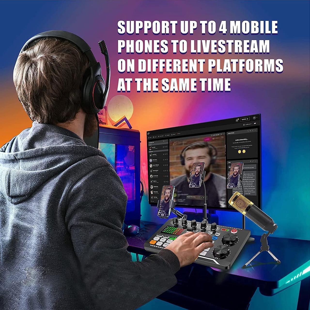 Alt view image 4 of 6 - SATEER Podcast Microphone Bundle, BM-800 Condenser Mic with Live Sound Card Kit, Podcast Equipment Bundle with voice changer and Mixer functions for PC Smartphone Studio Recording & Broadcasting