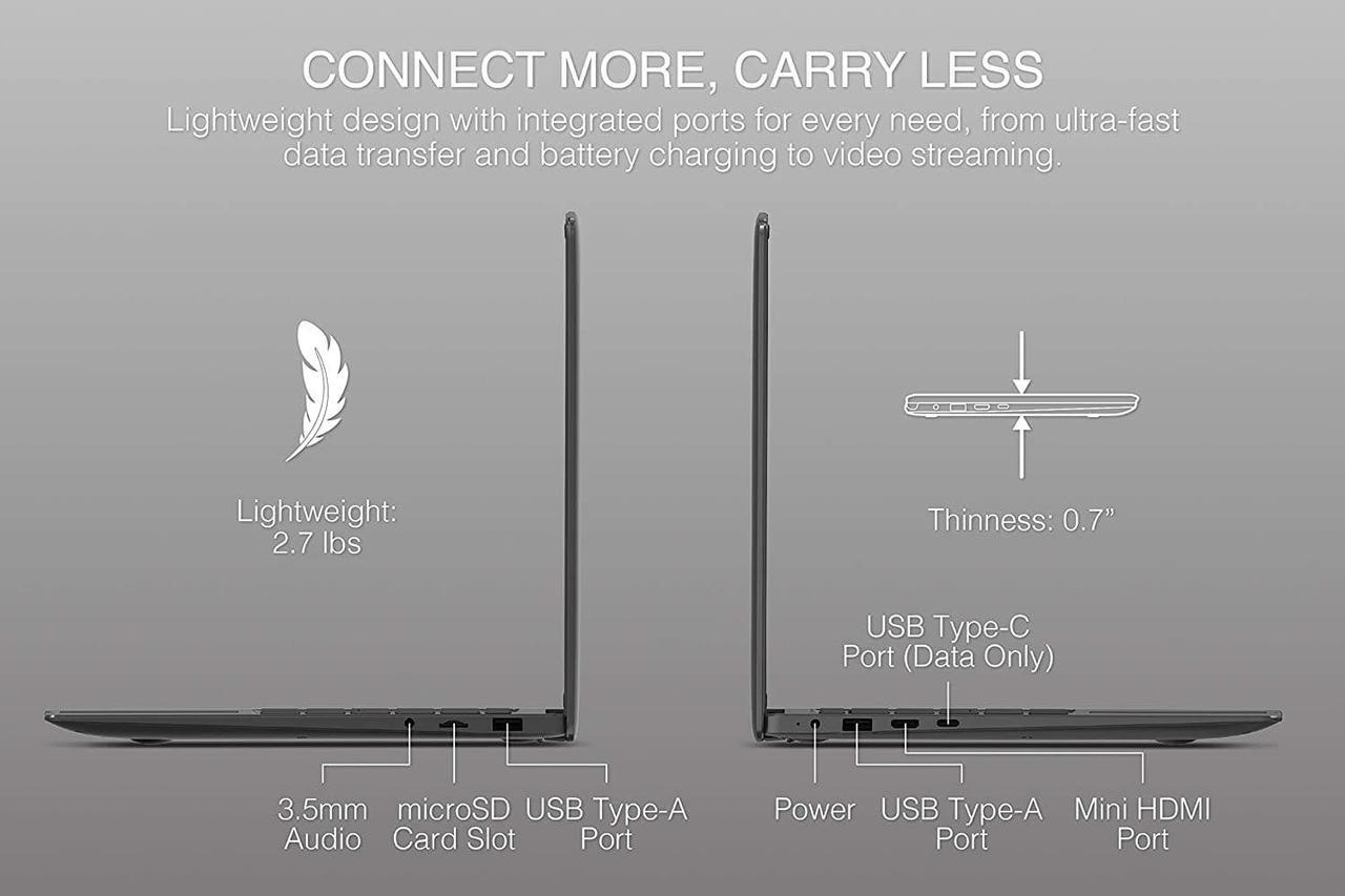 Alt view image 6 of 6 - Packard Bell CloudBook 14.1 inch Laptop, Full HD Display, Windows 11 Home S Mode, Intel Celeron N4020 Quad Core, 4GB RAM, 128GB Memory SSD, WiFi Connectable, HD Camera, 180 Degree Hinge