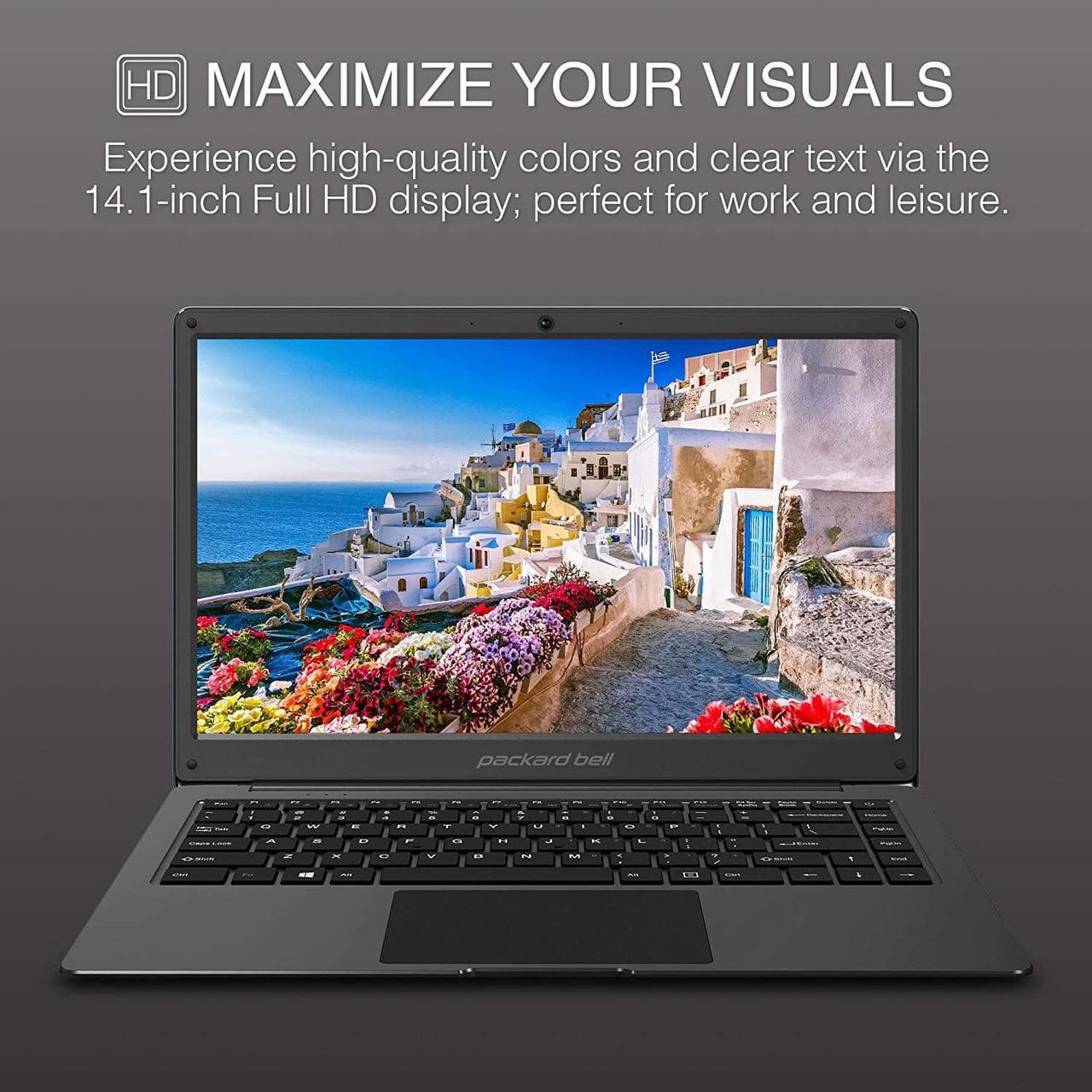 Alt view image 2 of 6 - Packard Bell CloudBook 14.1 inch Laptop, Full HD Display, Windows 11 Home S Mode, Intel Celeron N4020 Quad Core, 4GB RAM, 128GB Memory SSD, WiFi Connectable, HD Camera, 180 Degree Hinge