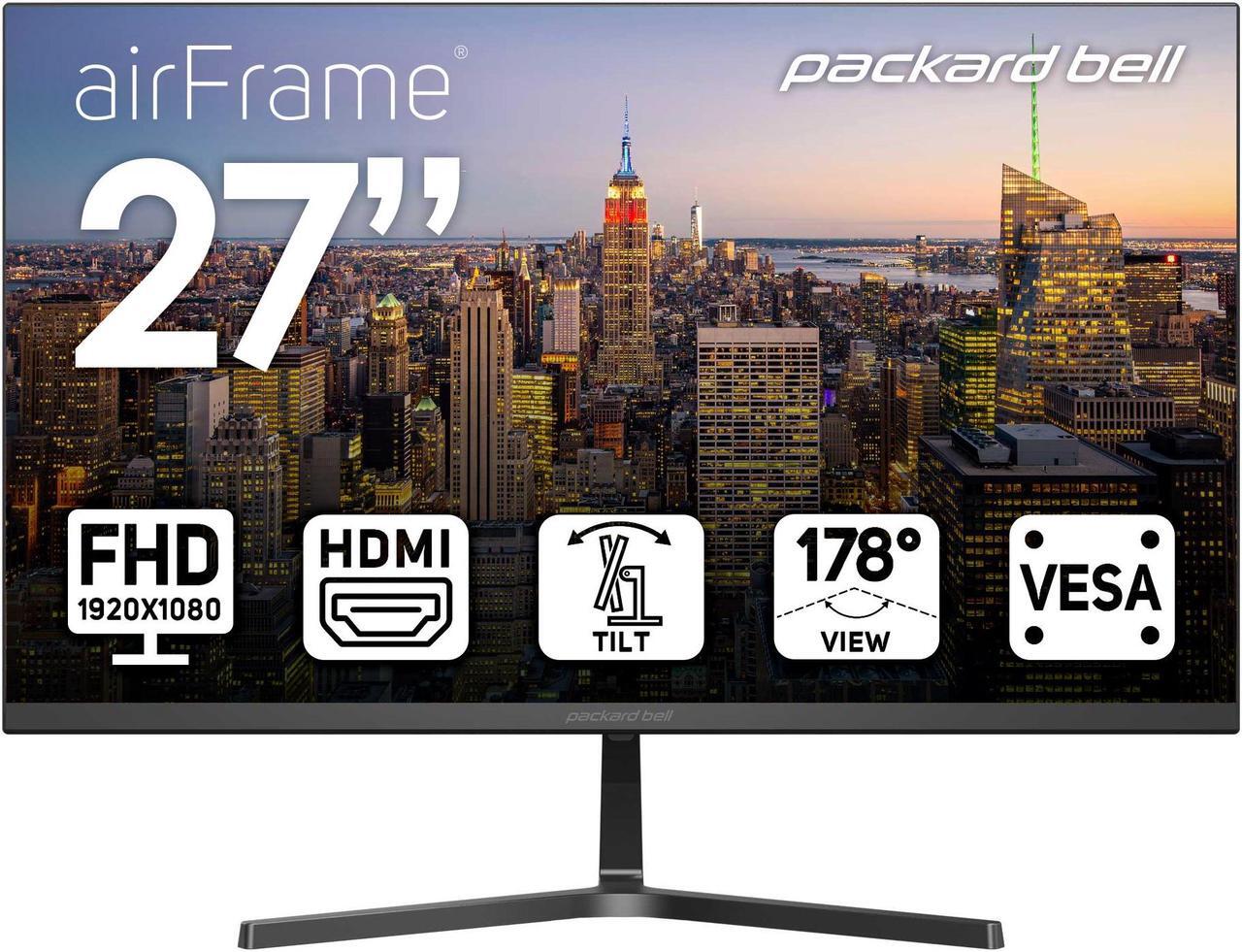 Main image of Packard Bell airFrame 27" FHD Monitor, 1920x1080, Ultrawide, VESA Mount Compatible, Tilt Adjustment, HDMI/VGA, Slim Bezel, for Home, Office, and Light Gaming