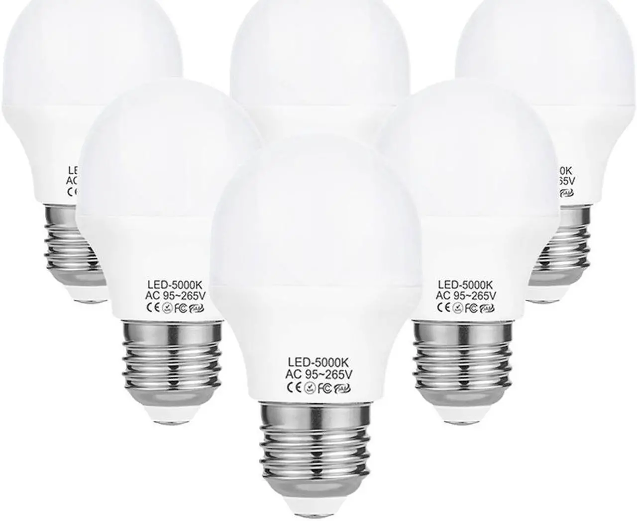 Main image of WELLHOME 6PCS A15 LED Lights 4W Led Bulbs 5000K Daylight,40W Equivalent Light Bulb, E26 Base, Ceiling Fan Light Bulb,120V 40w Appliance Bulb,Non-Dimmable