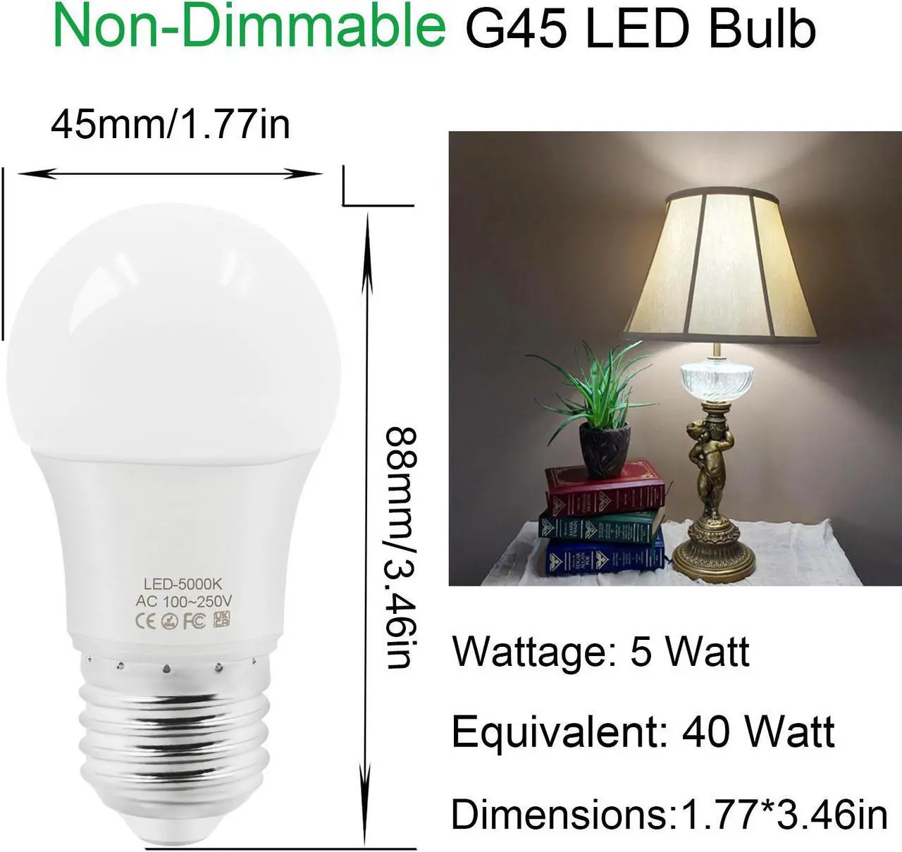 Alt view image 7 of 7 - WELLHOME 6PCS A15 LED Lights 4W Led Bulbs 5000K Daylight,40W Equivalent Light Bulb, E26 Base, Ceiling Fan Light Bulb,120V 40w Appliance Bulb,Non-Dimmable