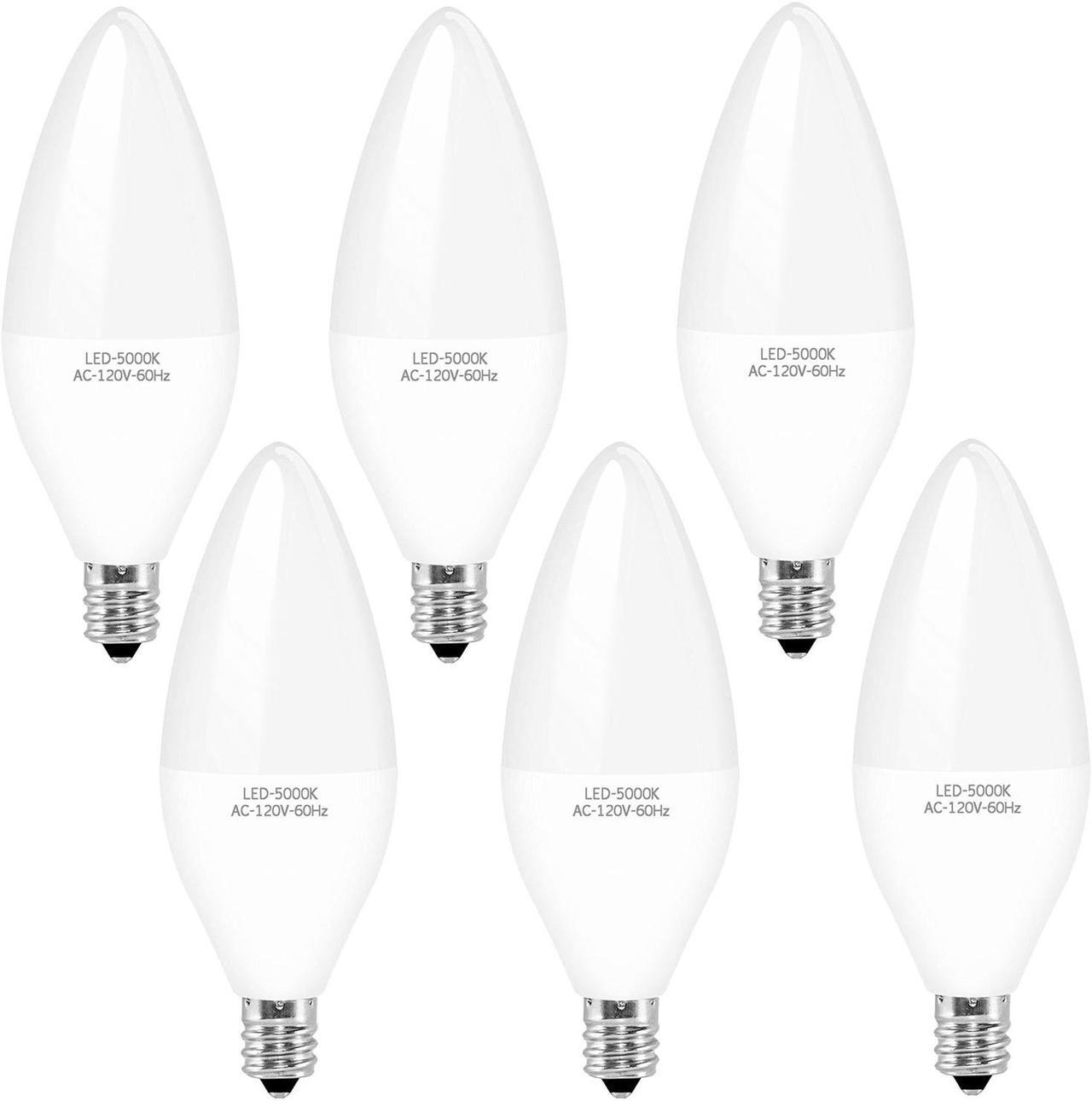 Main image of WELLHOME 6PCS E12 LED Candelabra Bulbs, 40W Equivalent Ceiling Fan Bulb Chandelier Bulbs, 4W B11 / C37 LED Bulb Daylight White 5000K Dimmable Candle Lights, 400 Lumens