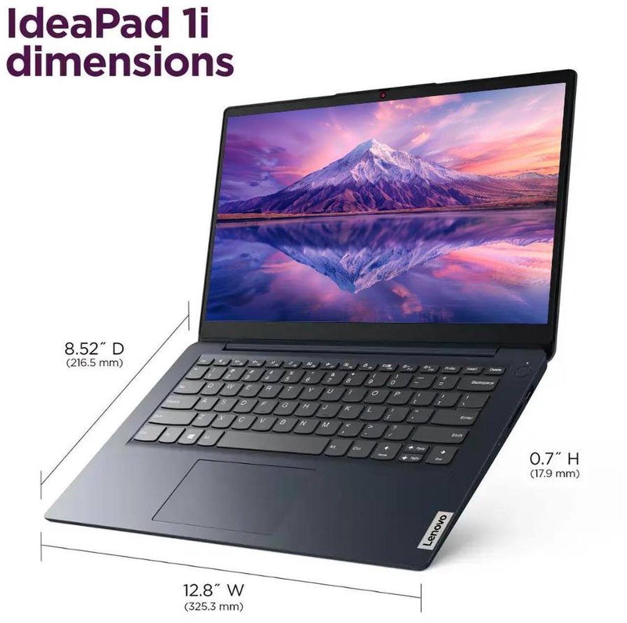 Alt view image 3 of 7 - Lenovo IdeaPad 1 Laptop, 14" HD Essential Laptop, Intel Celeron N4020, 4GB RAM 1.1TB Storage (1TB SSD+128GB eMMC), Windows 11 Pro with 1-Year Microsoft Office 365, Abyss Blue