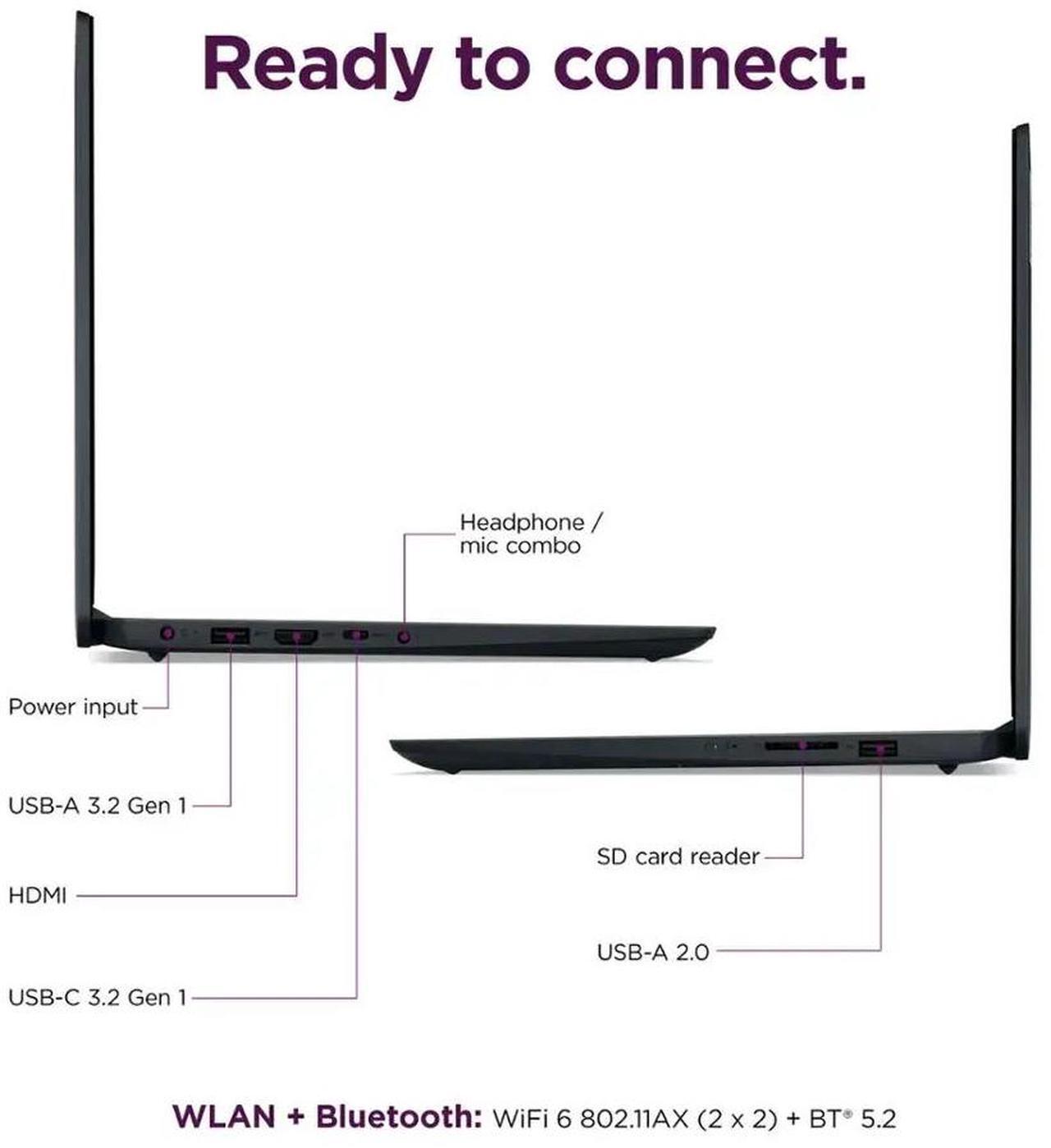 Alt view image 4 of 7 - Lenovo IdeaPad 1 Laptop, 14" HD Essential Laptop, Intel Celeron N4020, 4GB RAM 1.1TB Storage (1TB SSD+128GB eMMC), Windows 11 Pro with 1-Year Microsoft Office 365, Abyss Blue