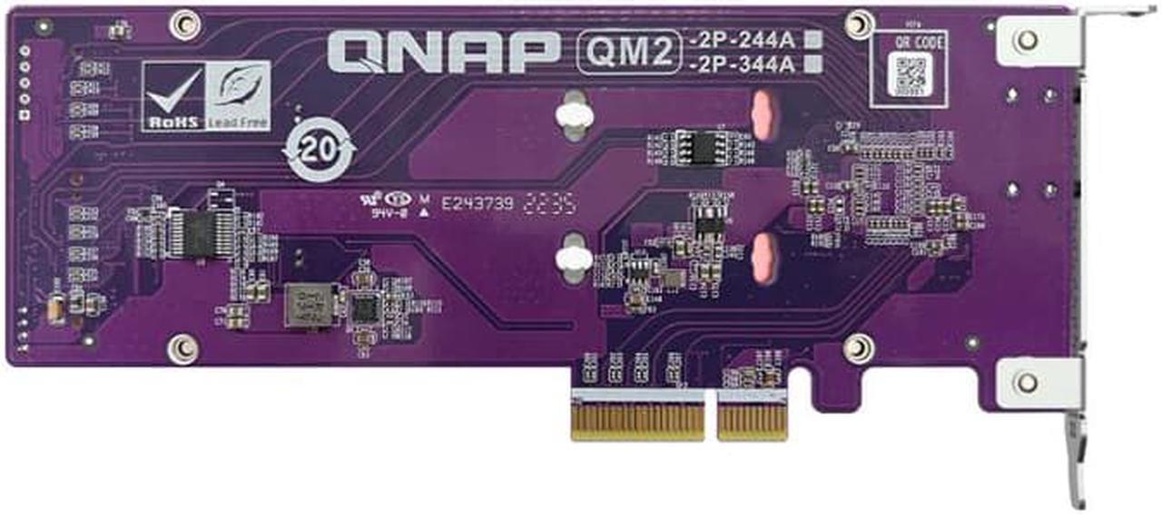 Alt view image 4 of 6 - QNAP QM2-2P-344A Dual Slot M.2 22110/2280 PCIe NVMe SSD Expansion Card New in November 2022