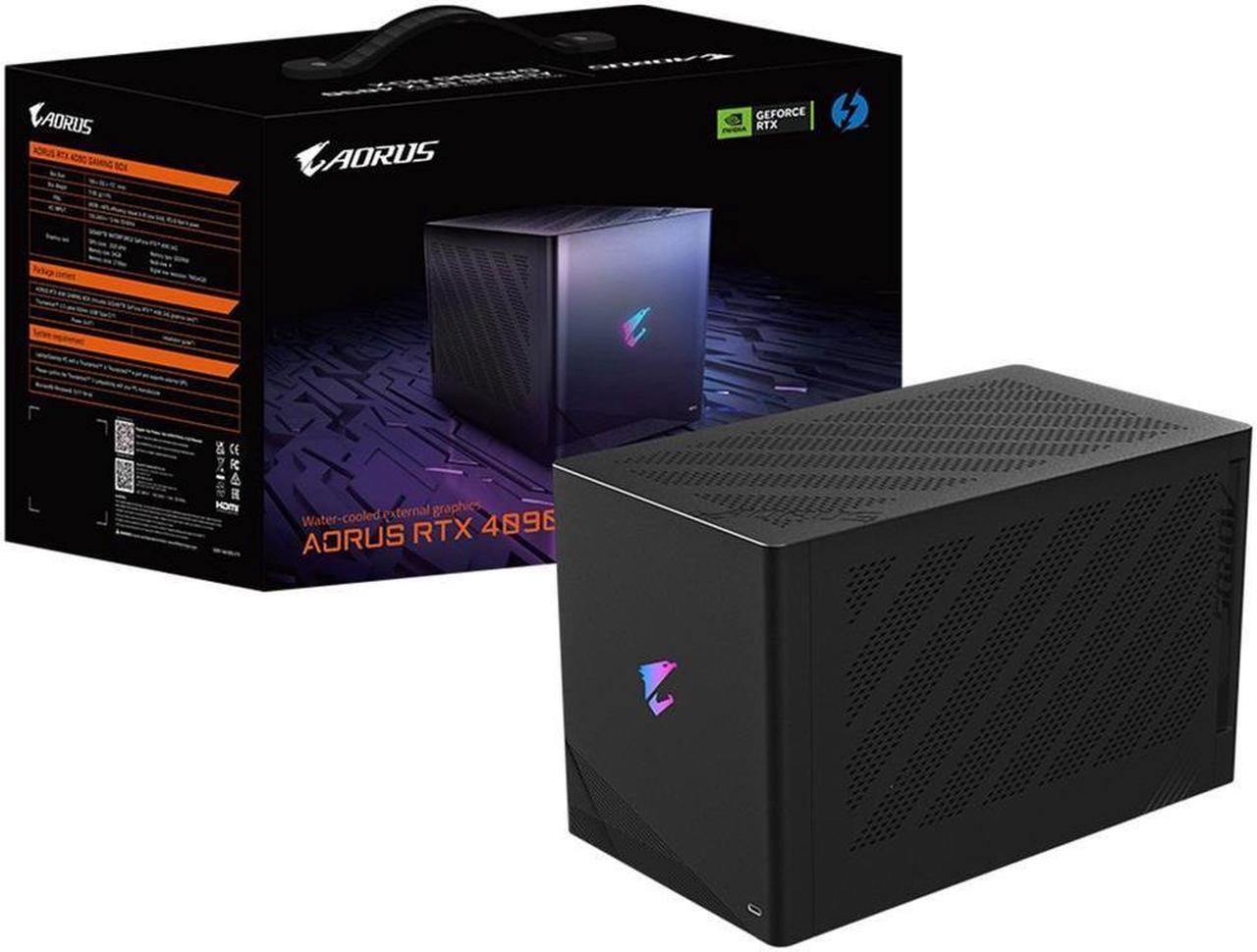 GIGABYTE AORUS RTX 4090 GAMING BOX eGPU, WATERFORCE All-in-One Cooling System, Thunderbolt 3, GV-N4090IXEB-24GD External Graphics Card