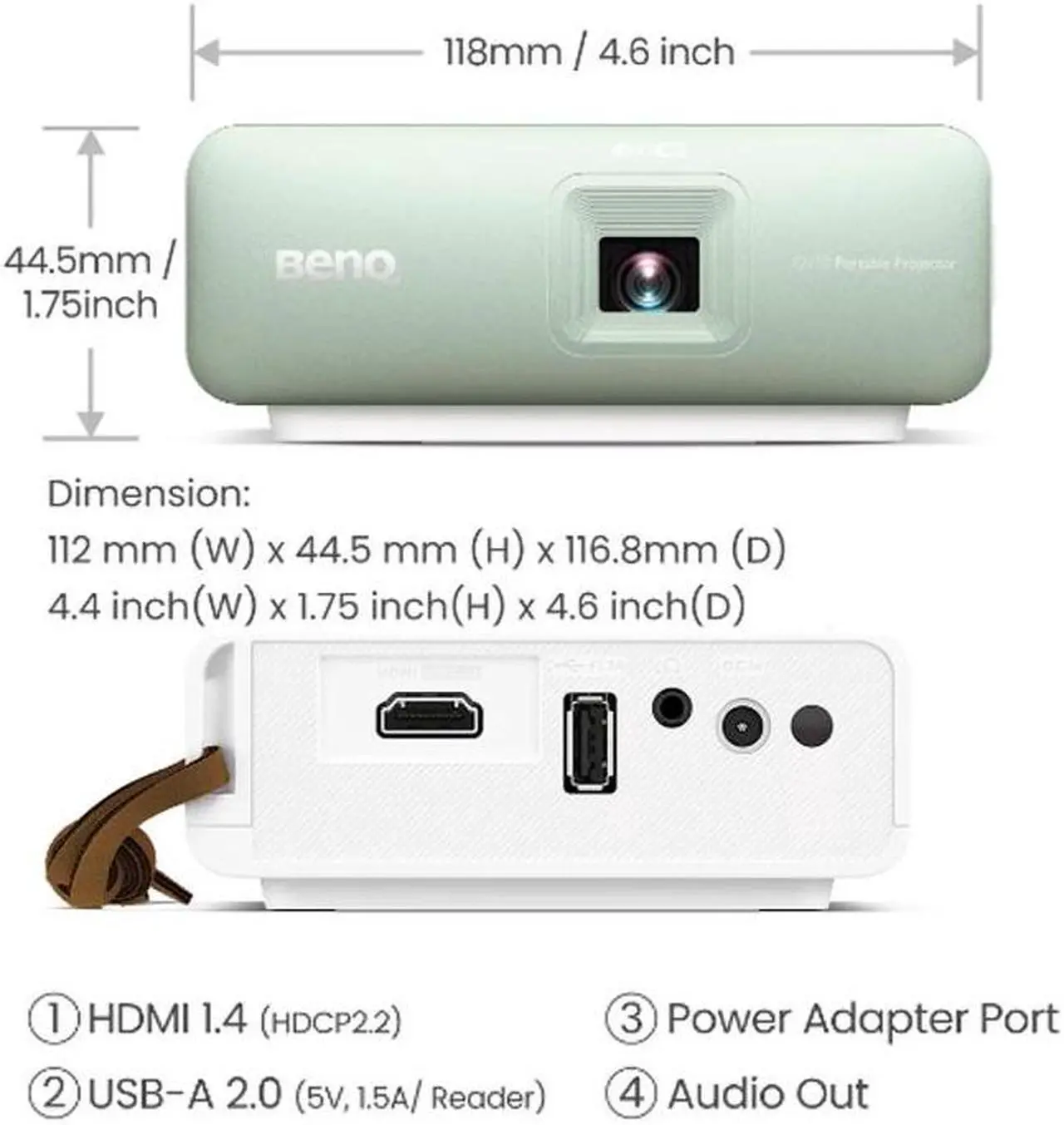 Alt view image 4 of 6 - BenQ LED Mini Micro Portable Projector GV10 Home Theater Projector