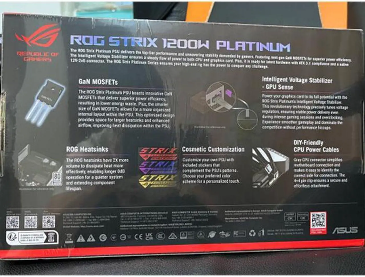 Alt view image 2 of 7 - ASUS ROG STRIX 1200W Platinum Power Supply.---International Version No Warranty, [Shipping in 7 working days]