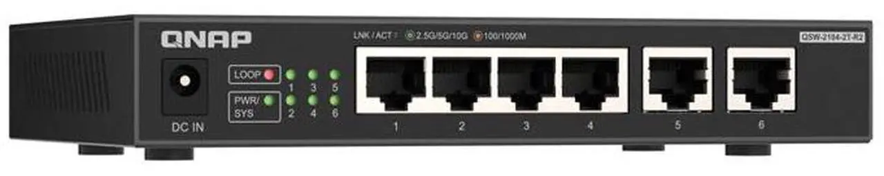Alt view image 2 of 5 - QNAP QSW-2104-2T-R2 desktop switch 6-port splitter network management routing Ethernet 10G home